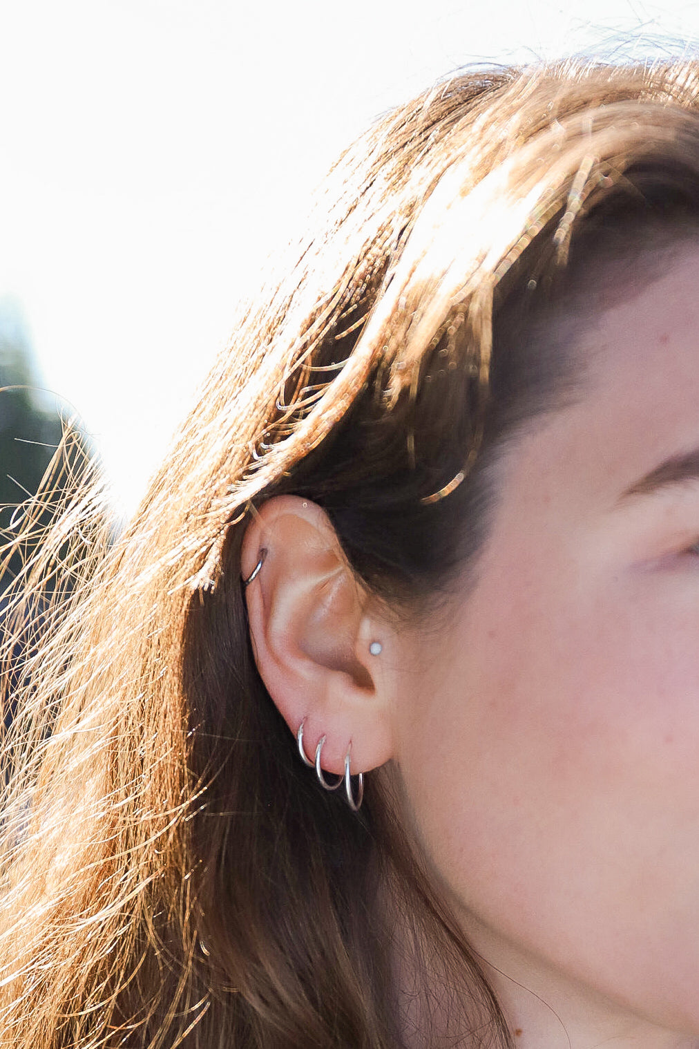 LFJ Sterling Silver Sleeper Hoop Earrings