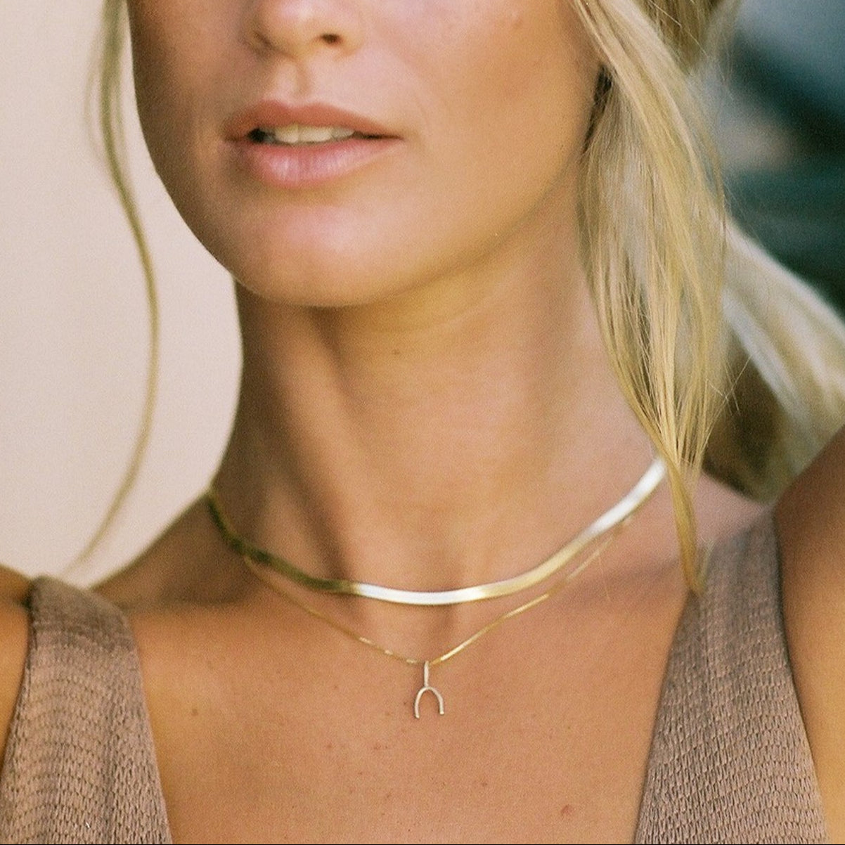 LFJ 14k Gold Herringbone Necklace