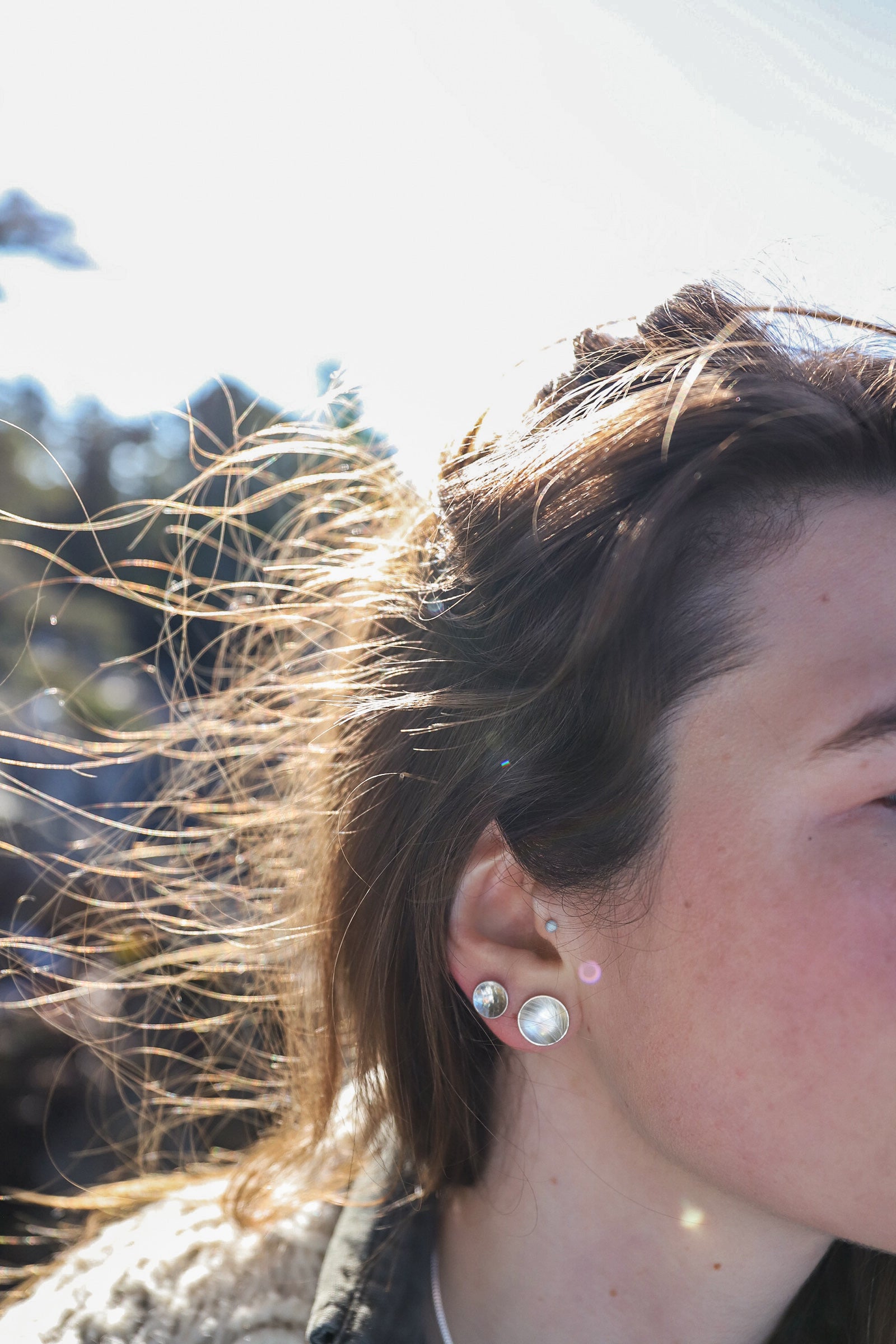 LFJ Sterling Silver Orbit Textured Studs