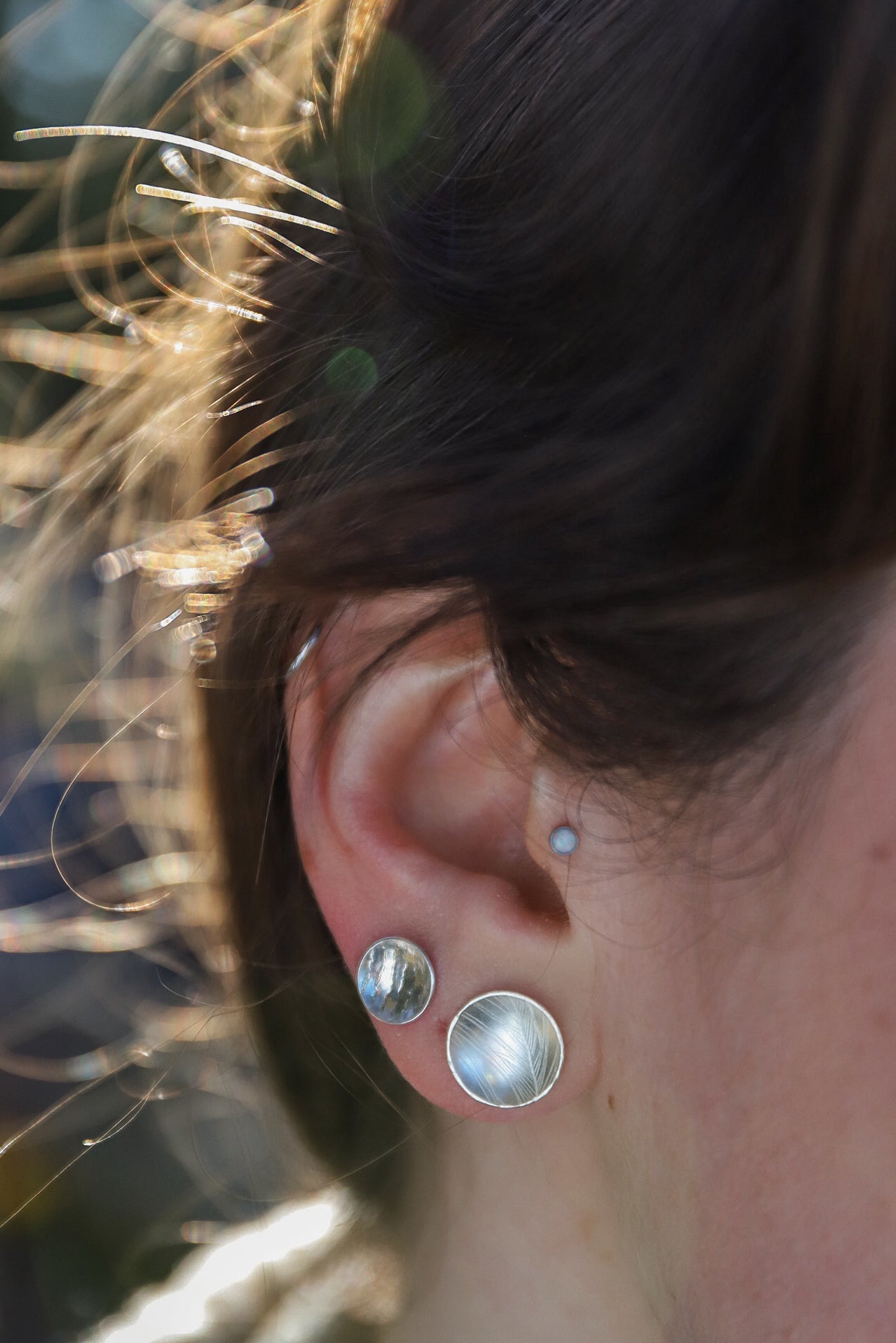 LFJ Sterling Silver Orbit Textured Studs