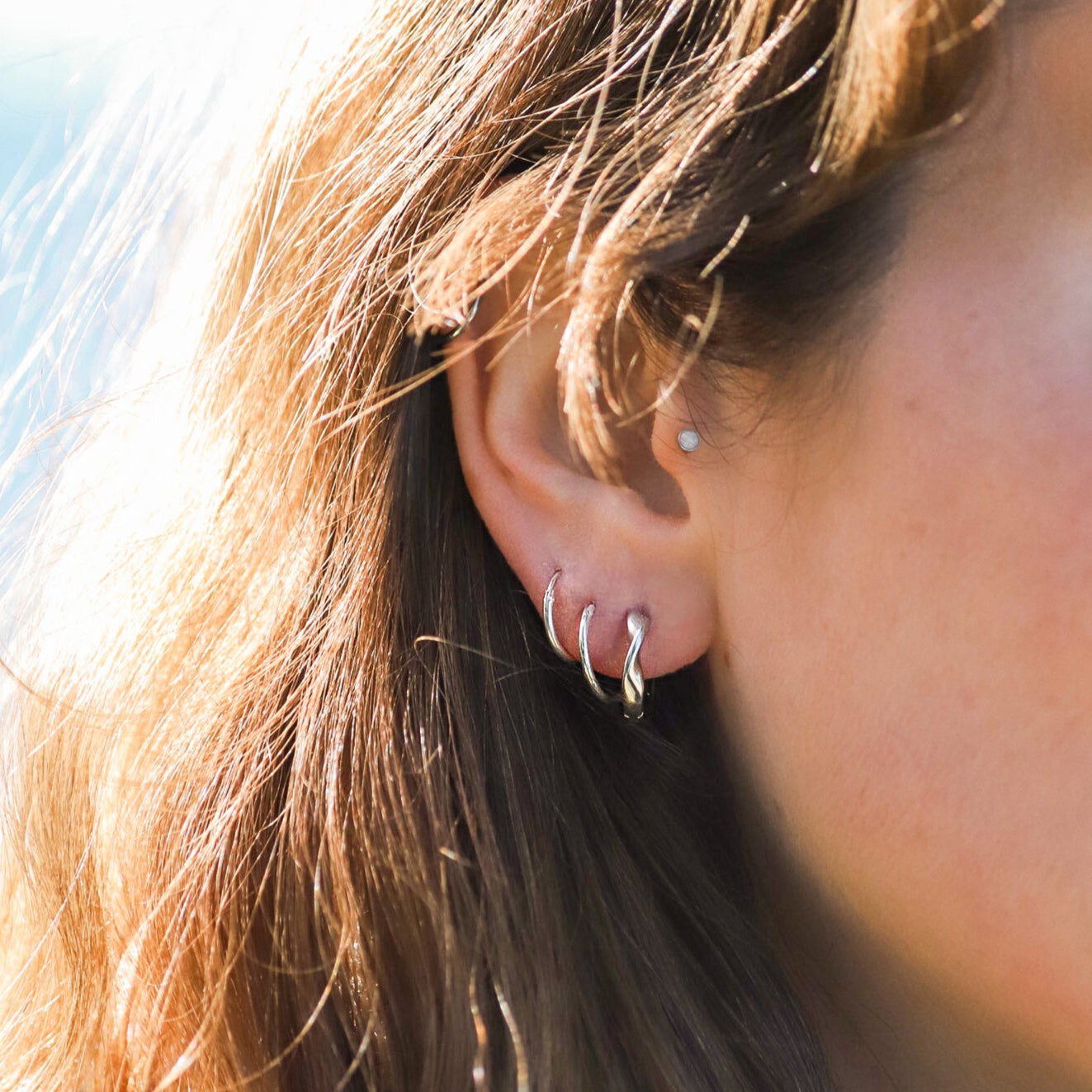 LFJ Sterling Silver Organic Hoop huggie