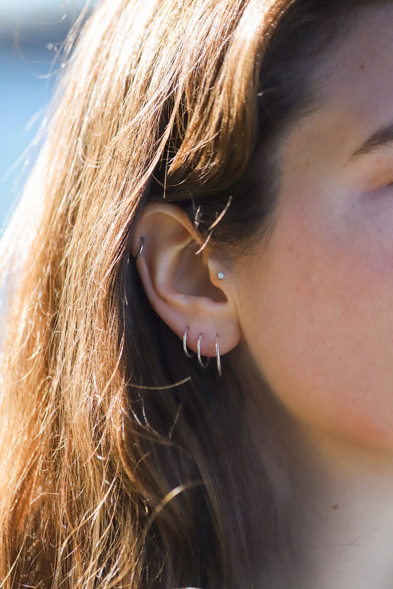 LFJ Sterling Silver Sleeper Hoop Earrings