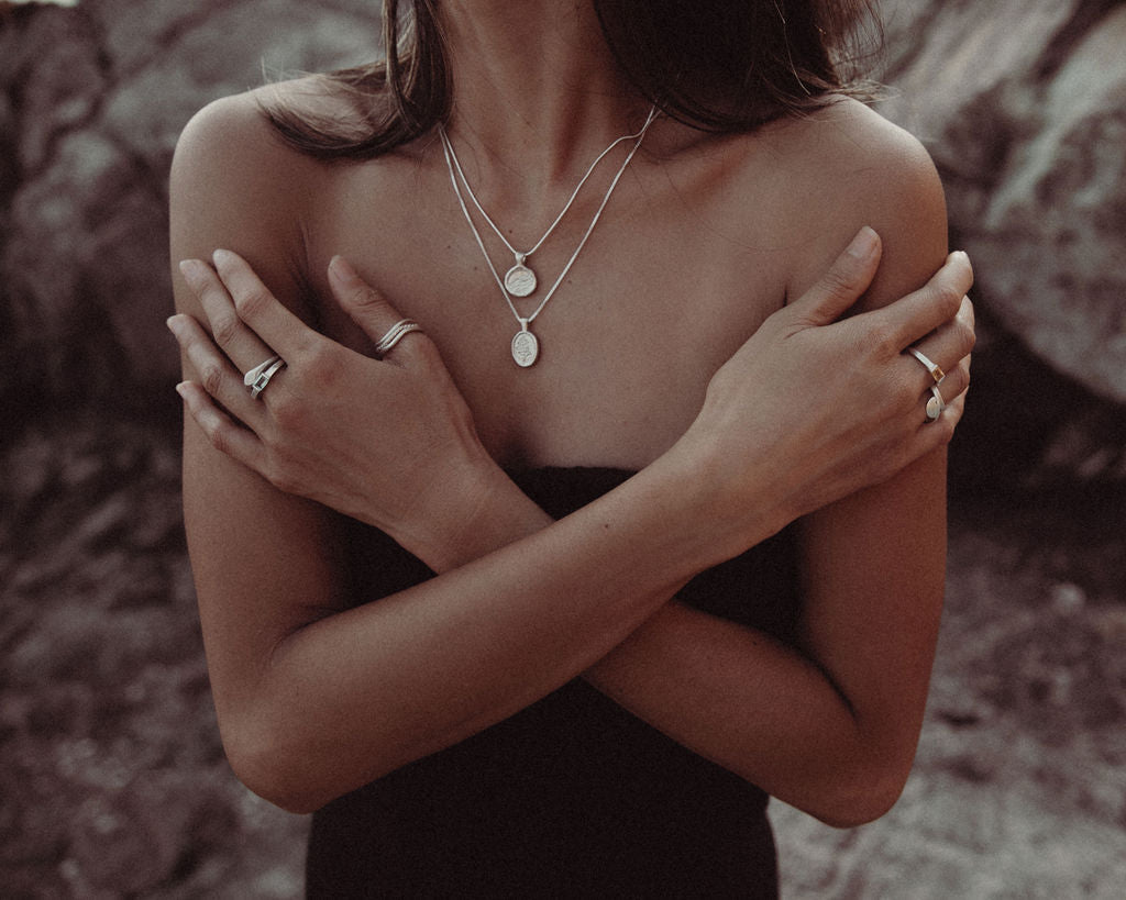 LFJ Sterling Silver Wave Love Talisman Necklace