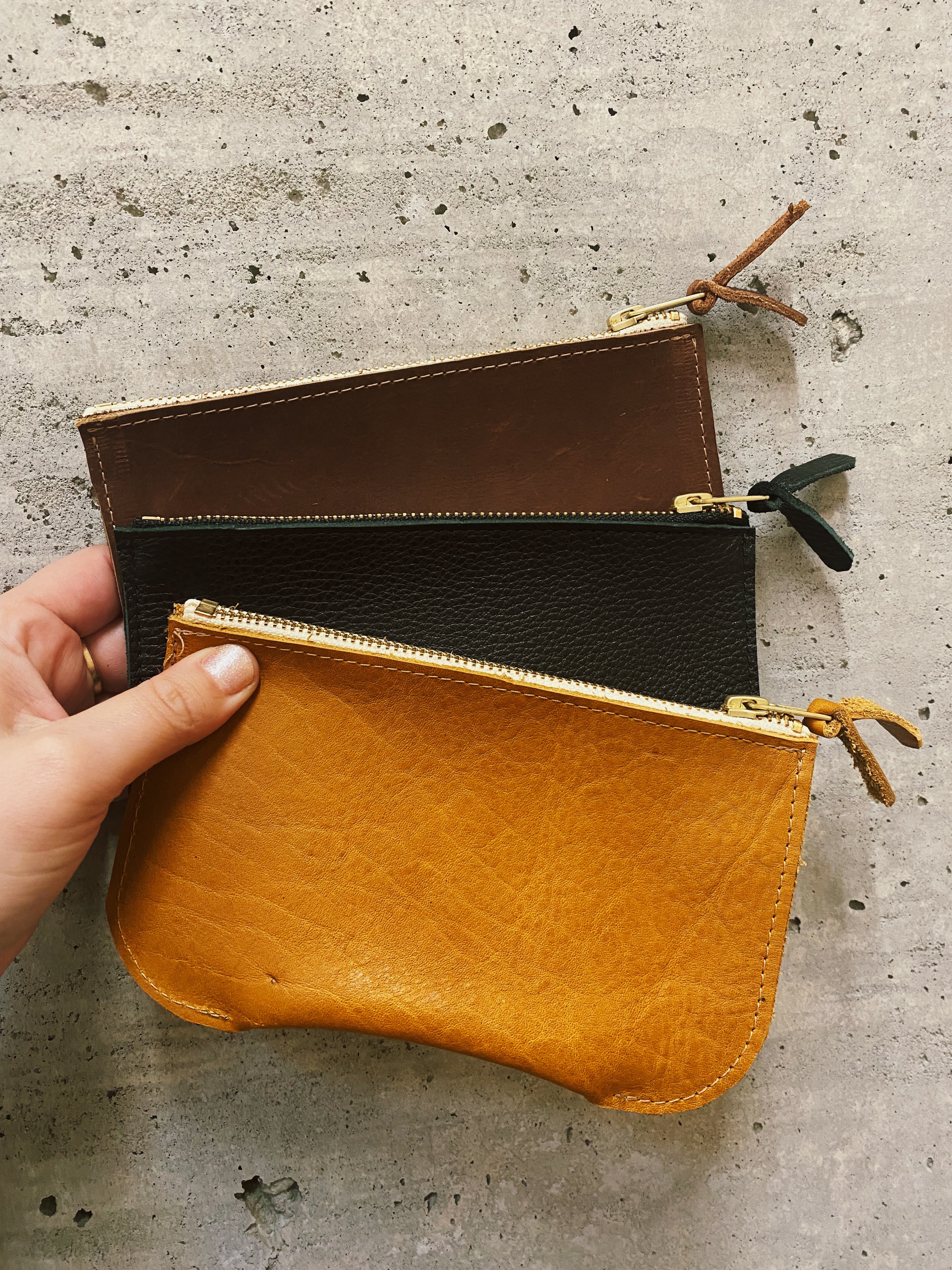 Market Canvas Leather Zip Clutch