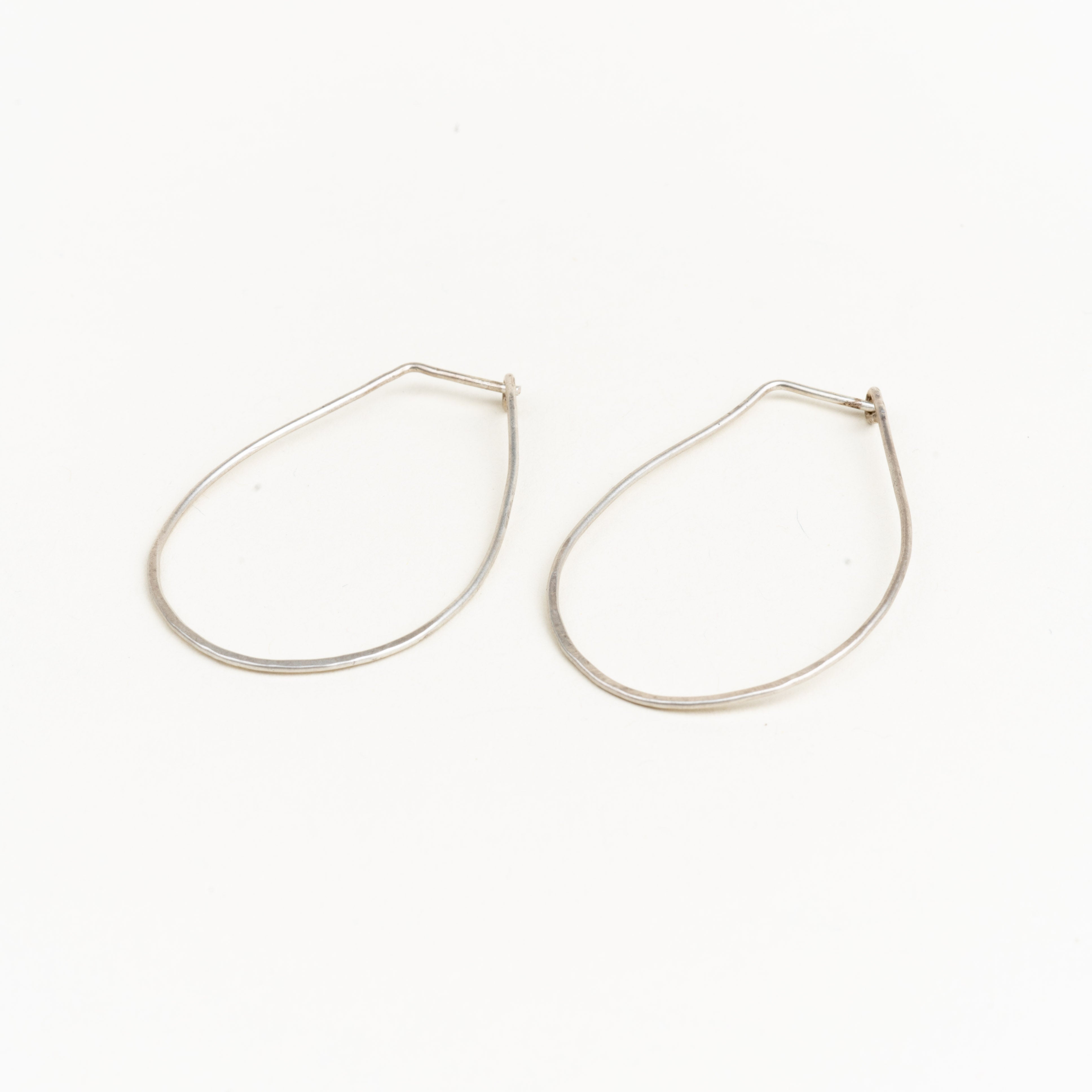 LFJ Sterling Silver Tear Half Hammered Hoops