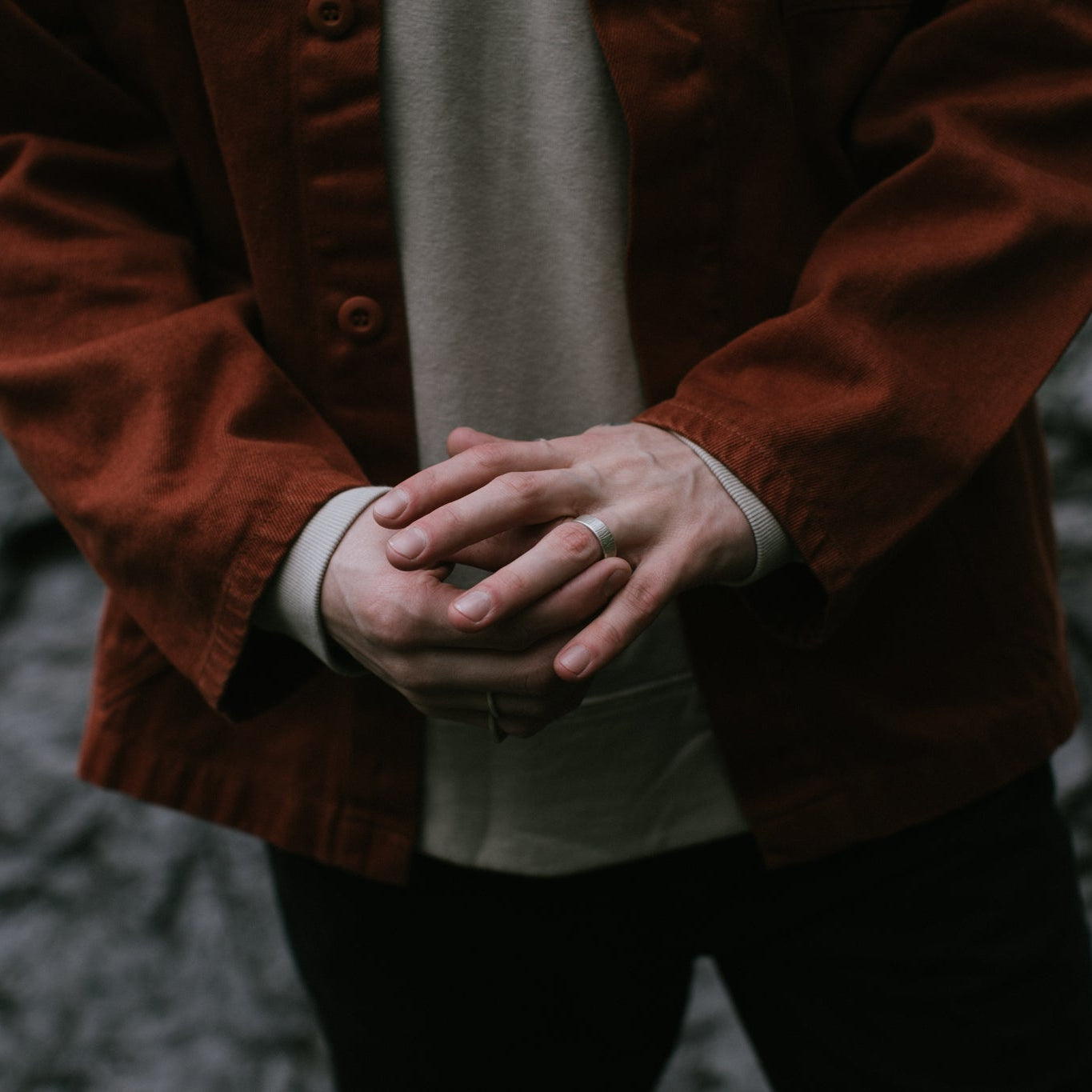 Sterling Silver Bark Textured Band Ring
