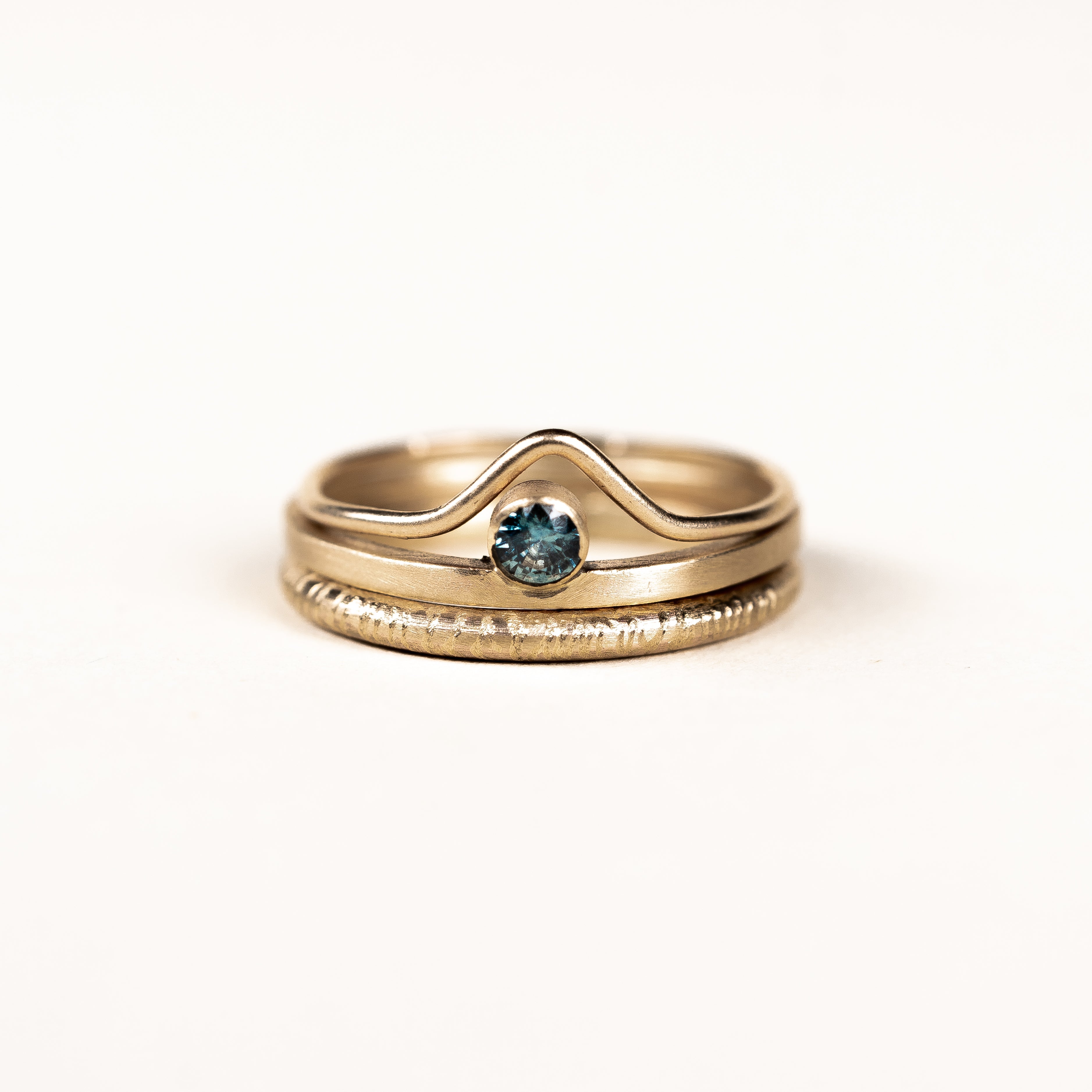 10k Gold Off-Set Ring - Set of 3