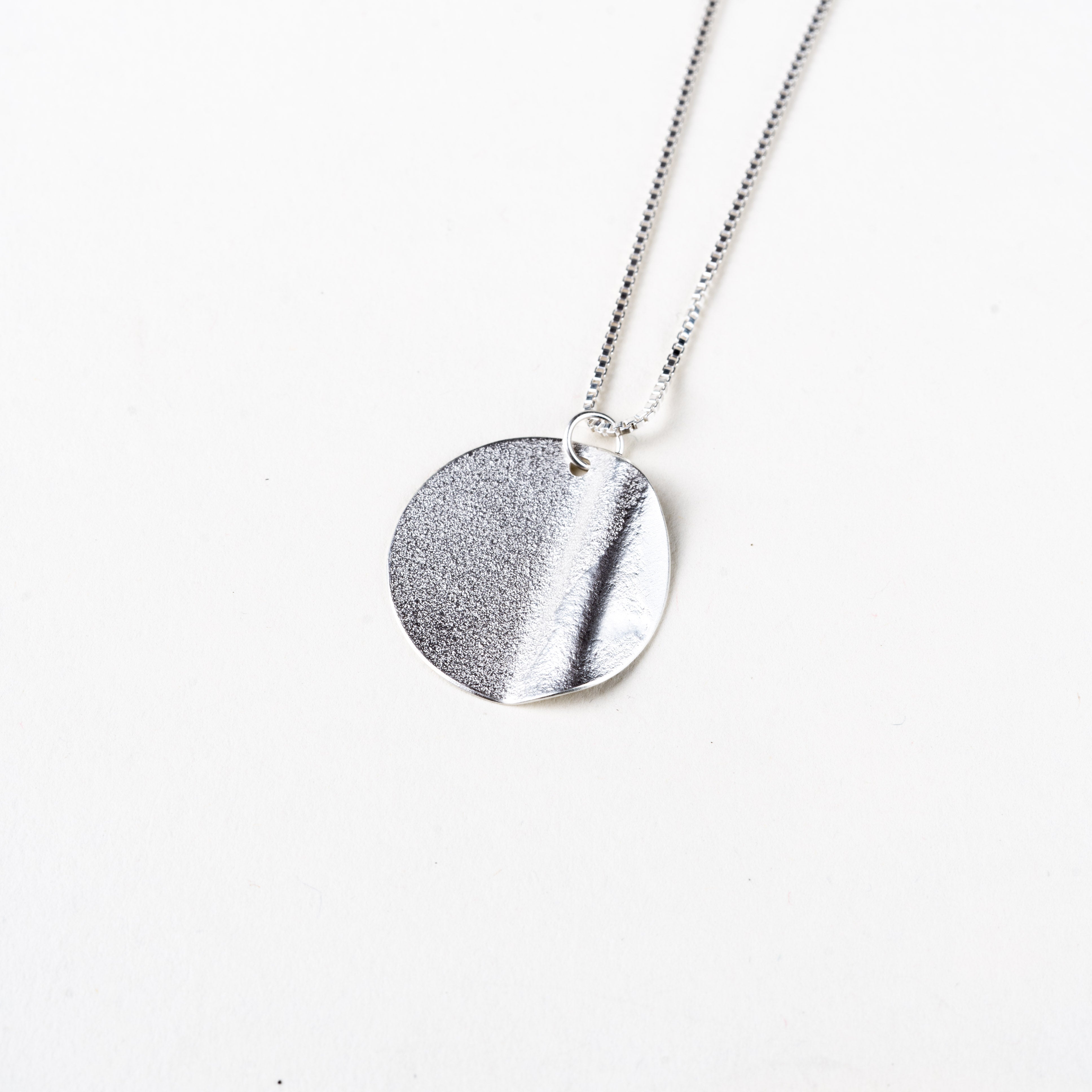 Sterling Silver Orbit Wave Textured Necklace