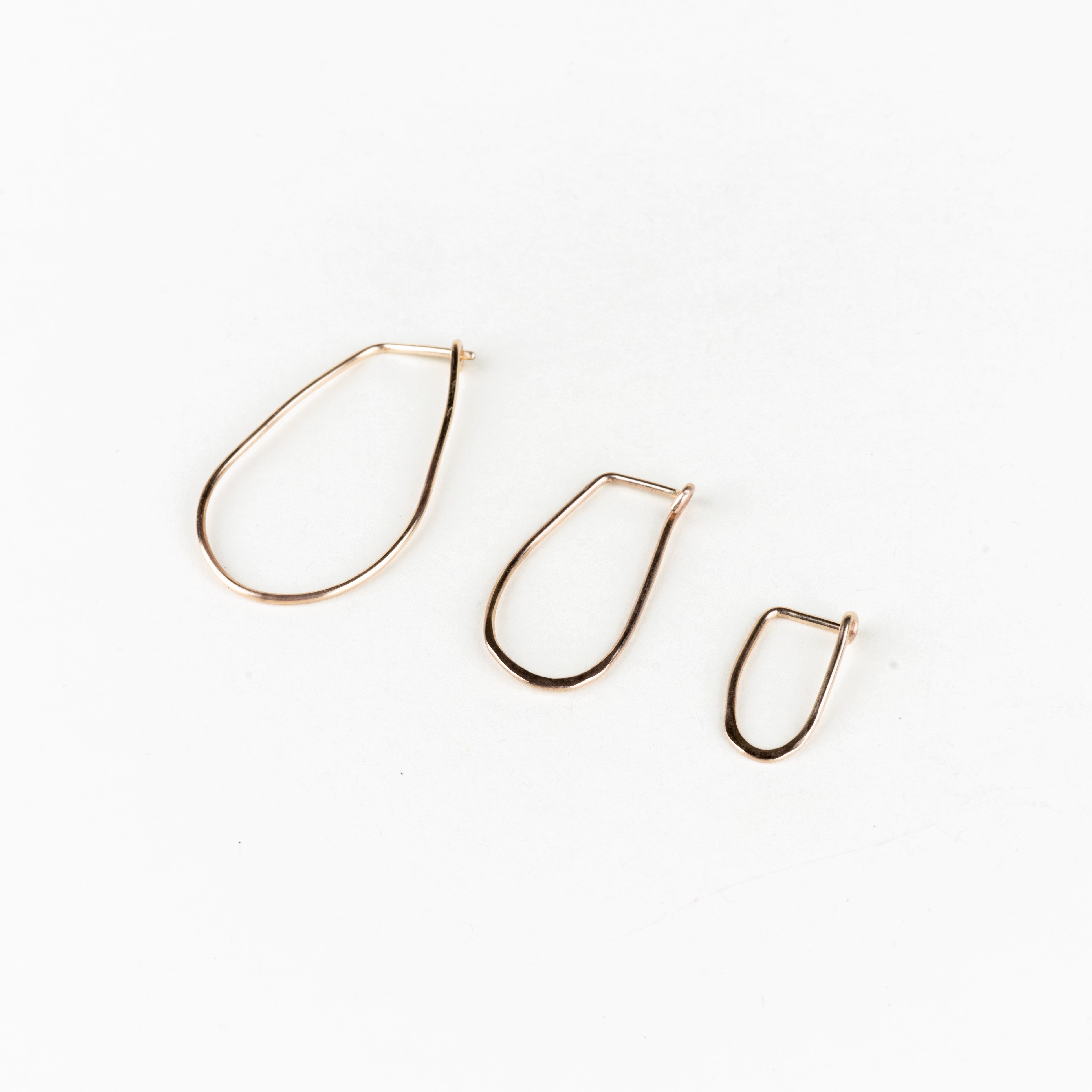 10k Gold Teardrop Half-Hammered Hoops