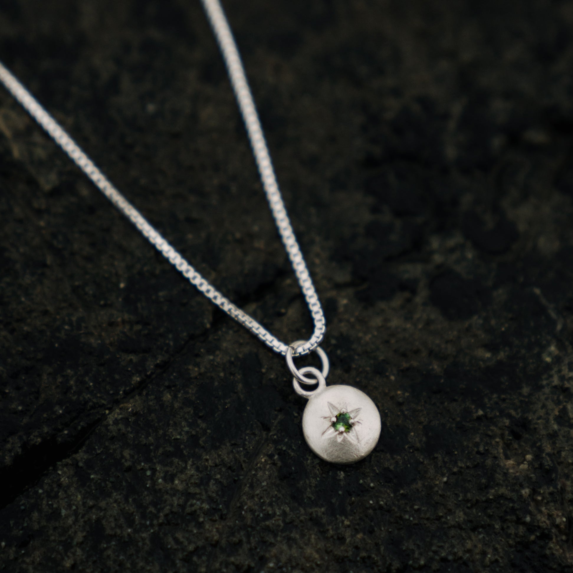 Sterling Silver Solstice Necklace - Green Tourmaline
