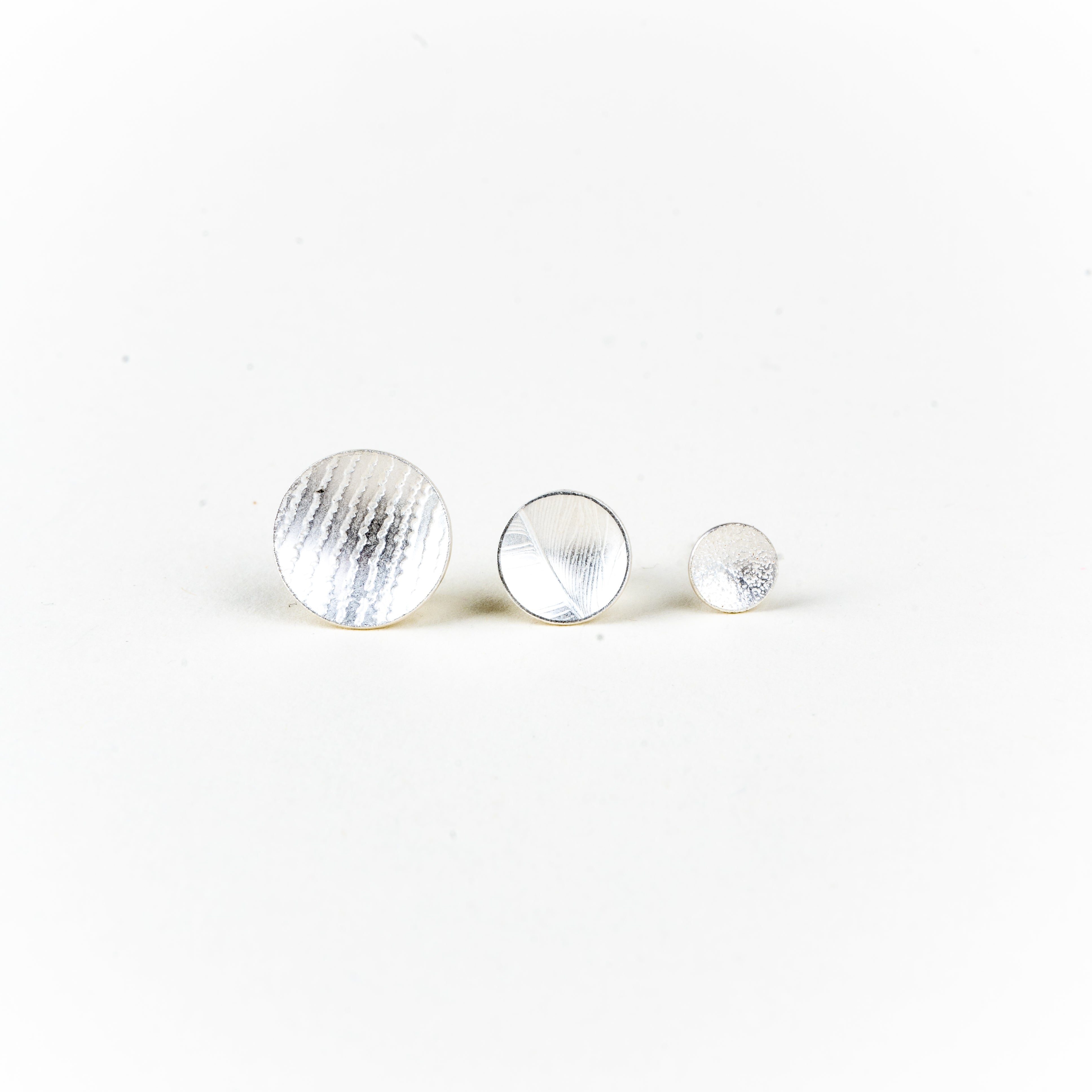 Orbit Textured Studs - Sterling Silver