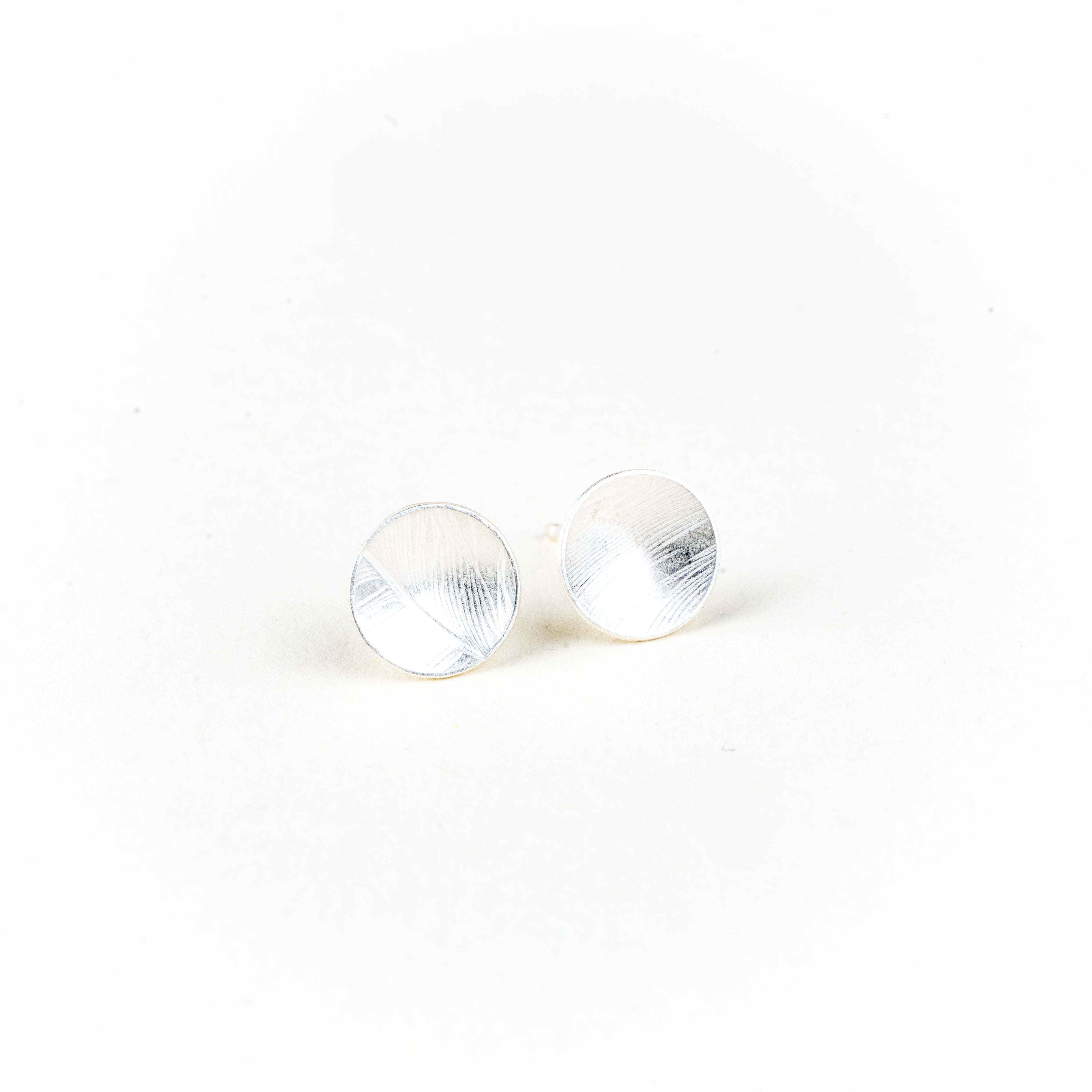 Sterling Silver Orbit Textured Studs