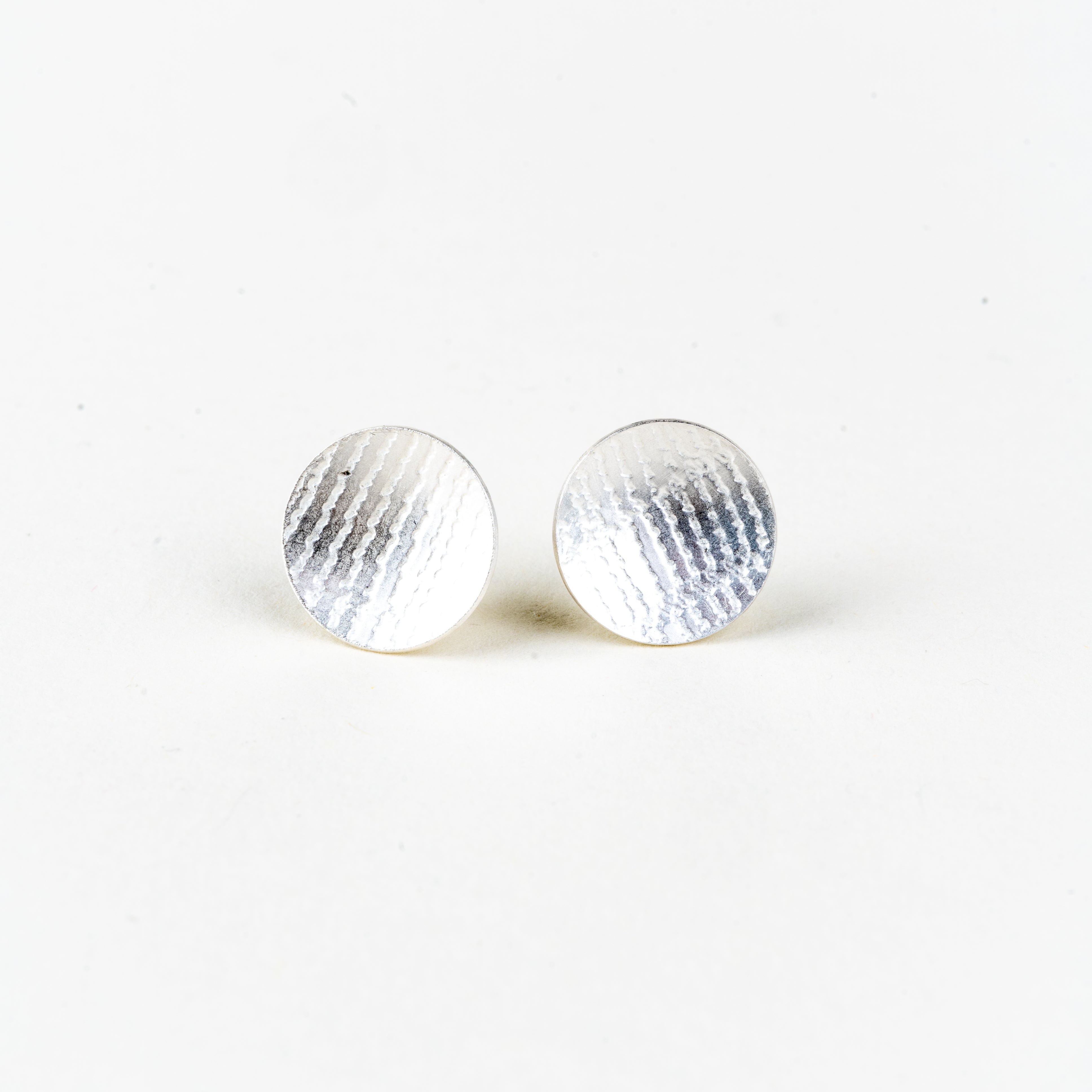 Sterling Silver Orbit Textured Studs