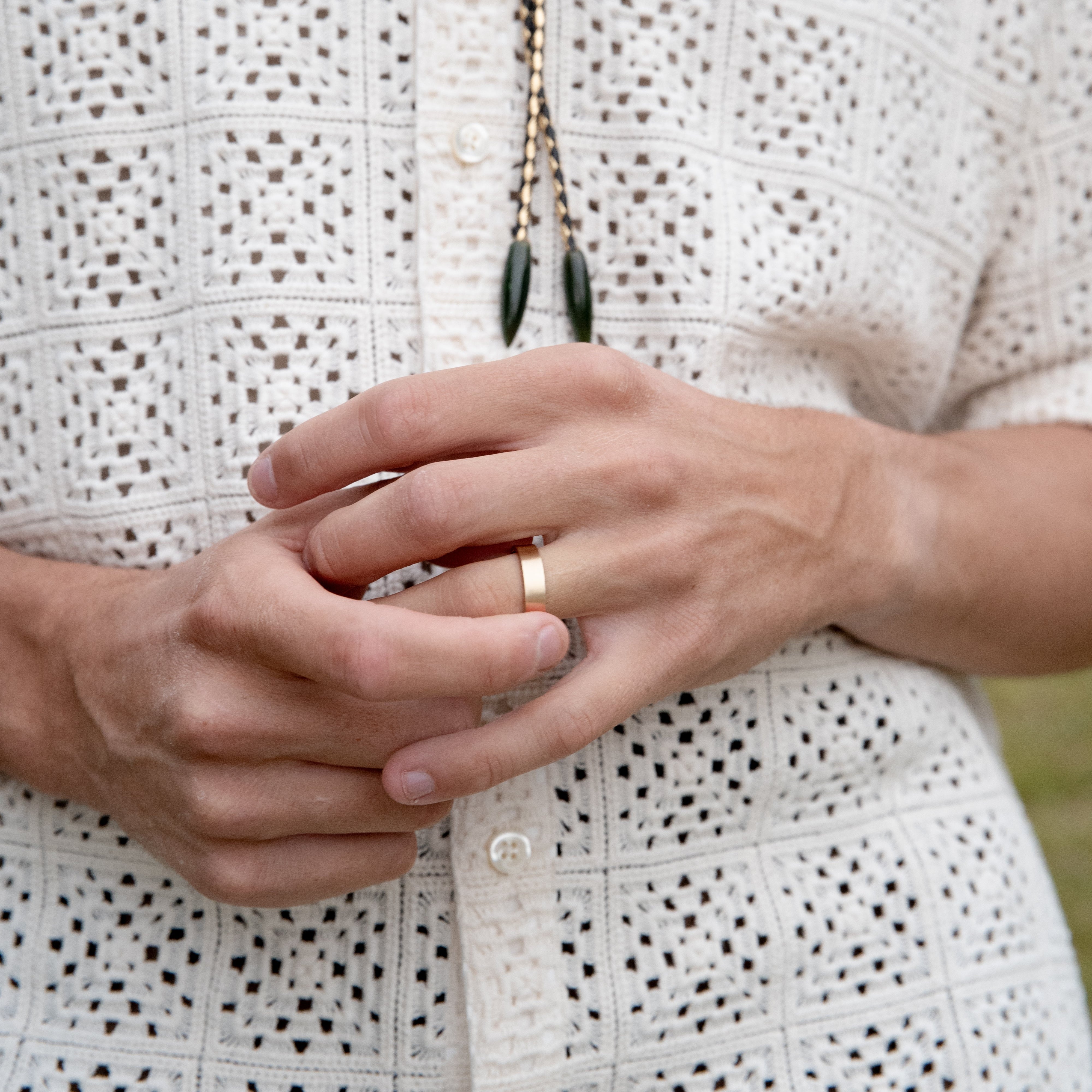 10K Gold Brushed Band Ring