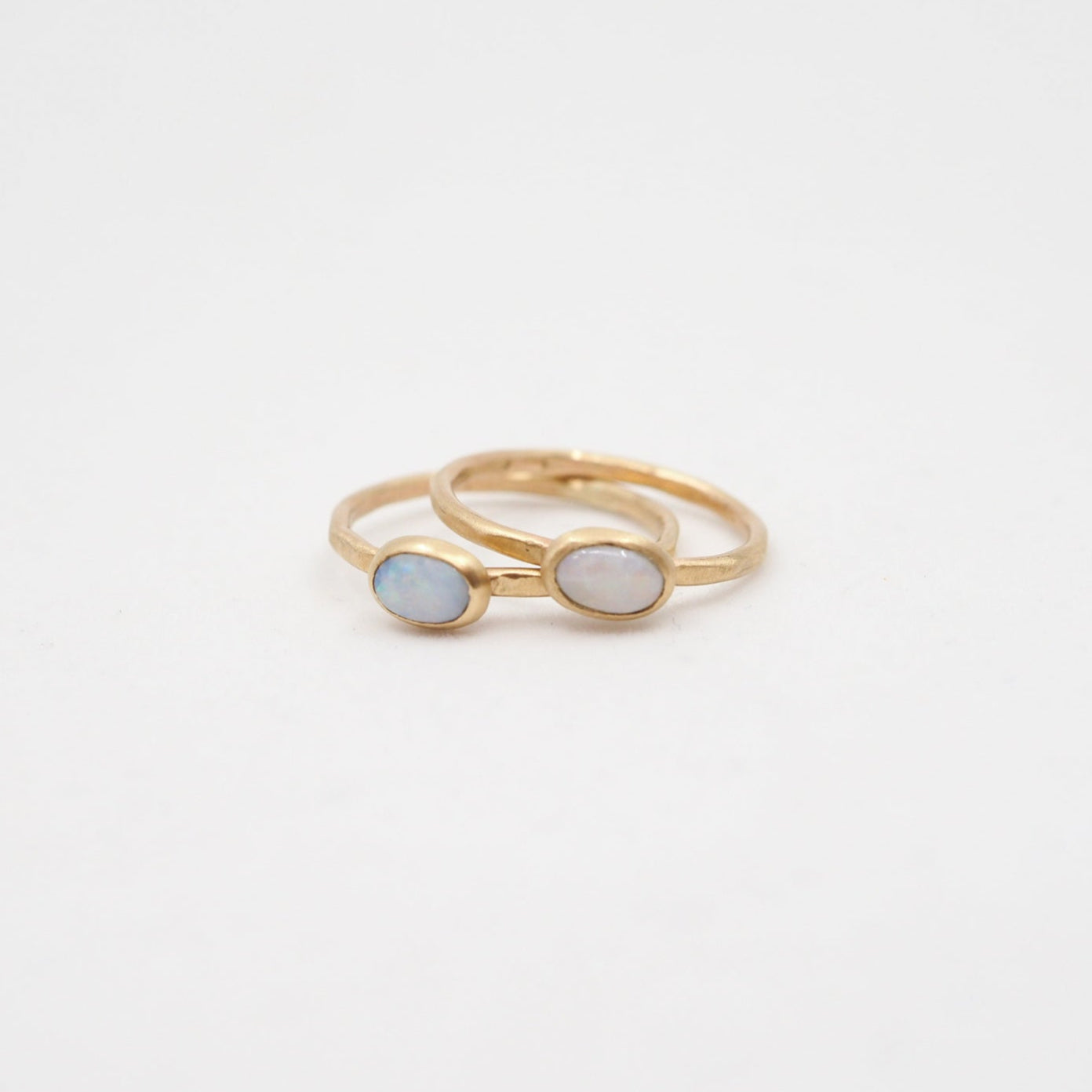 10k Gold White Opal Oval Stacking Ring