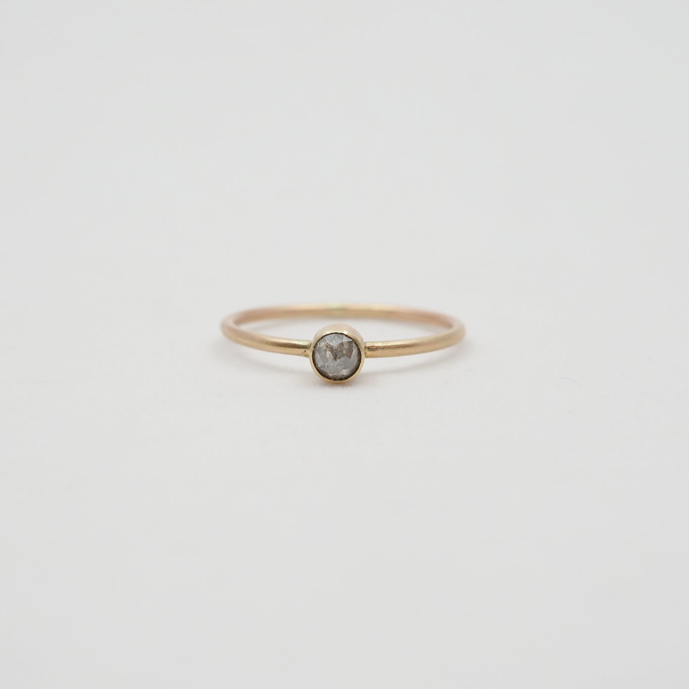 10K Gold Salt & Pepper Diamond Round Bezel Ring