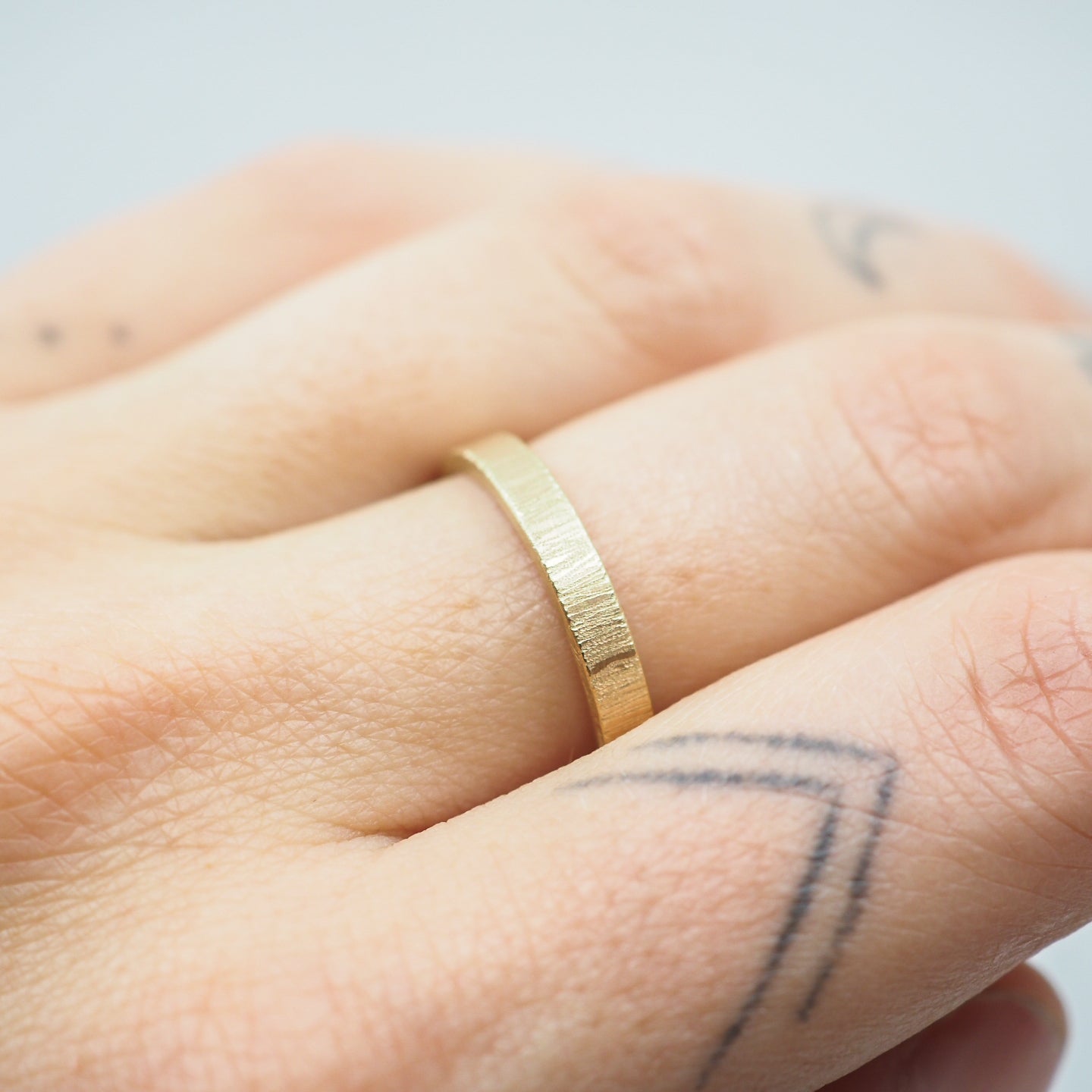 10K Gold Bark Texture Ring