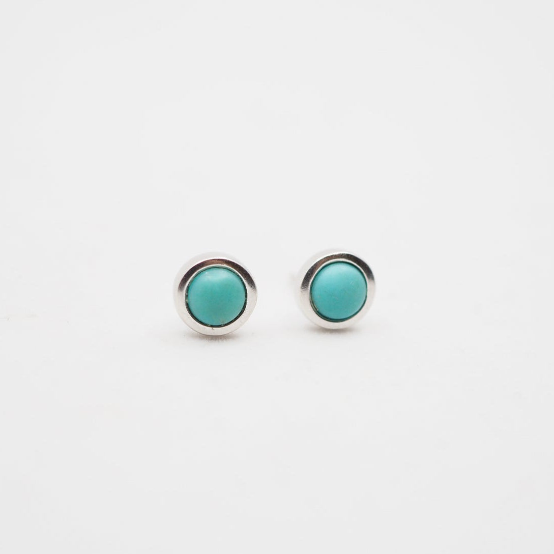 Sterling Silver Turquoise Bezel Studs