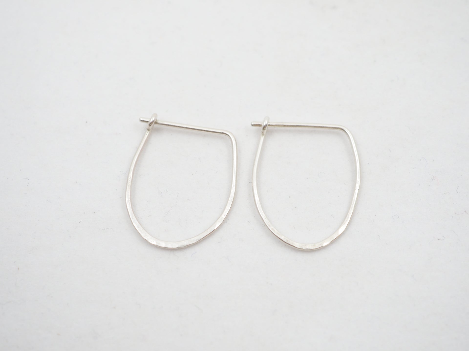 Sterling Silver Teardrop Half Hammered Hoops