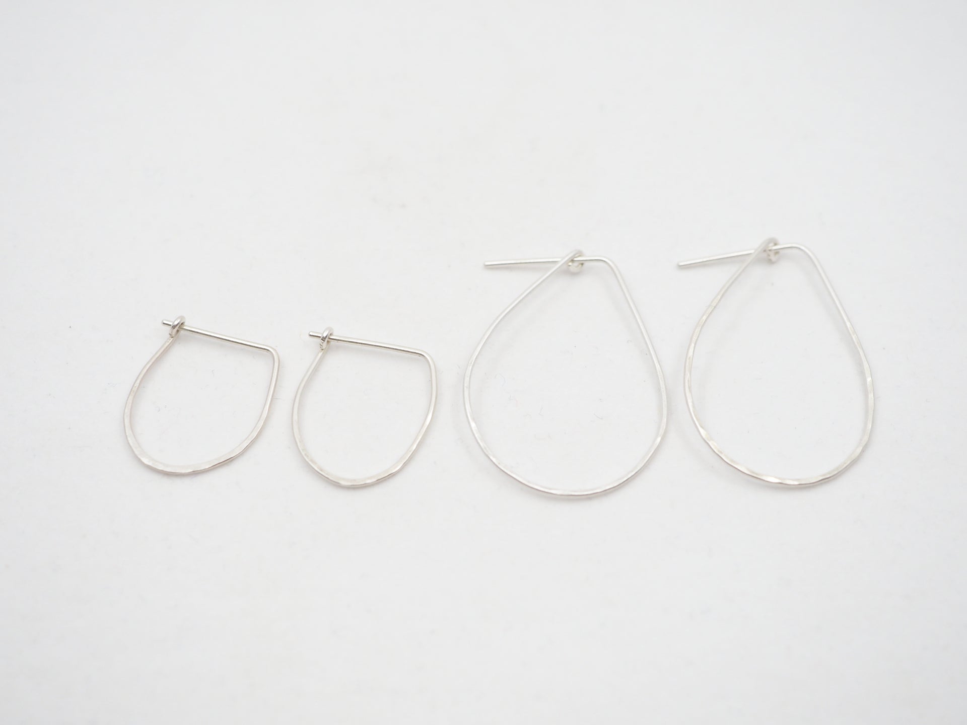 Sterling Silver Teardrop Half Hammered Hoops