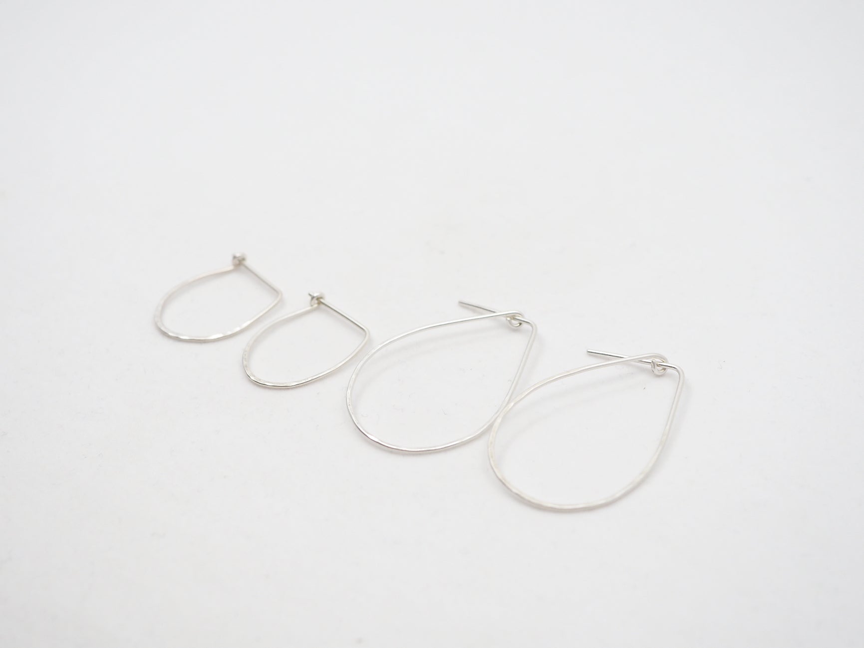 Sterling Silver Teardrop Half Hammered Hoops