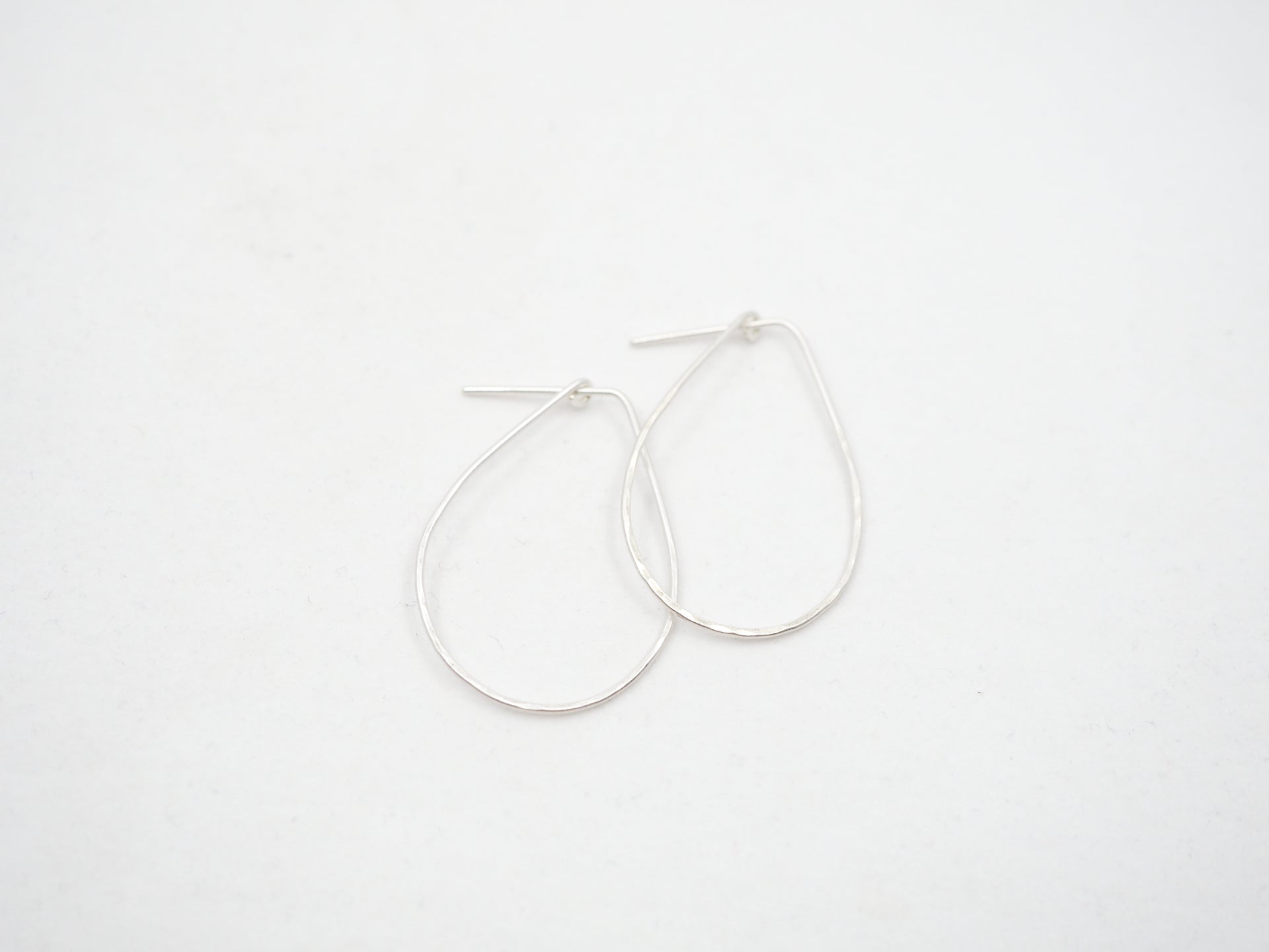 Sterling Silver Teardrop Half Hammered Hoops