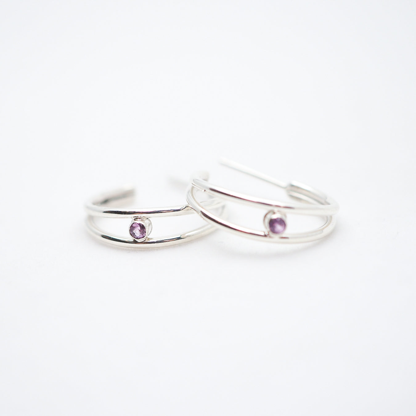 Iris Hoop Earrings - Sterling Silver & Pink Tourmaline