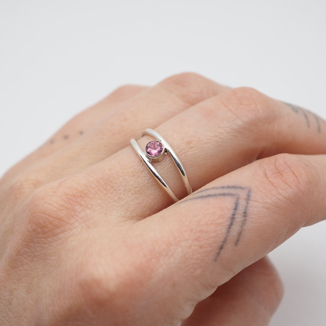Iris Ring - Sterling Silver & Pink Tourmaline