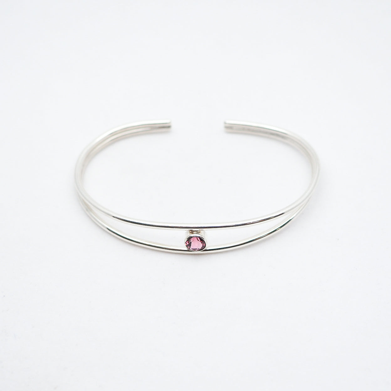 Iris Cuff Bracelet - Sterling Silver & Pink Tourmaline