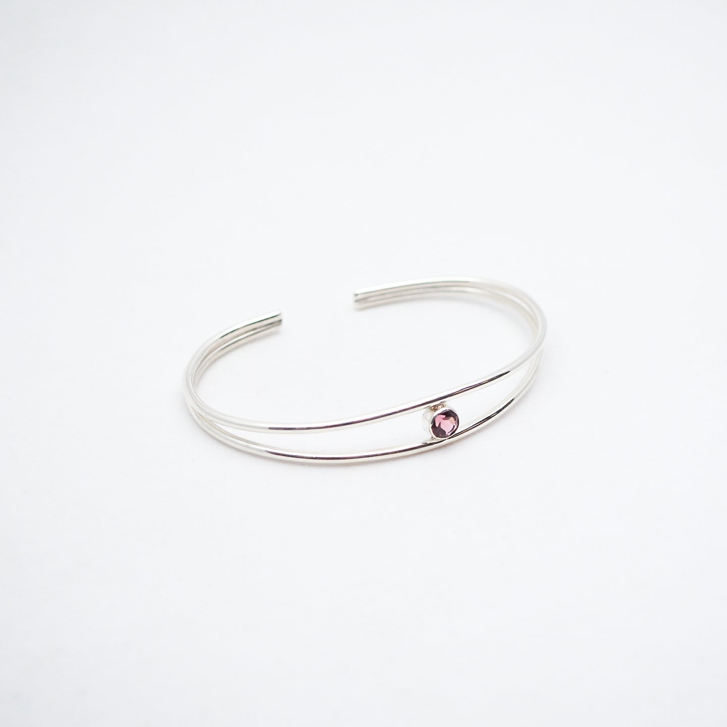 Iris Cuff Bracelet - Sterling Silver & Pink Tourmaline
