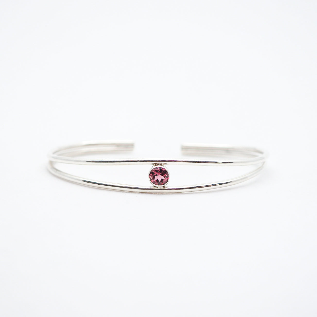 Iris Cuff Bracelet - Sterling Silver & Pink Tourmaline