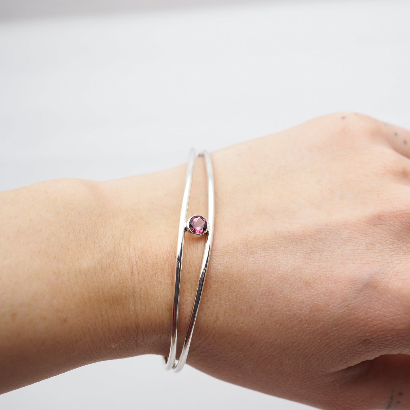 Iris Cuff Bracelet - Sterling Silver & Pink Tourmaline