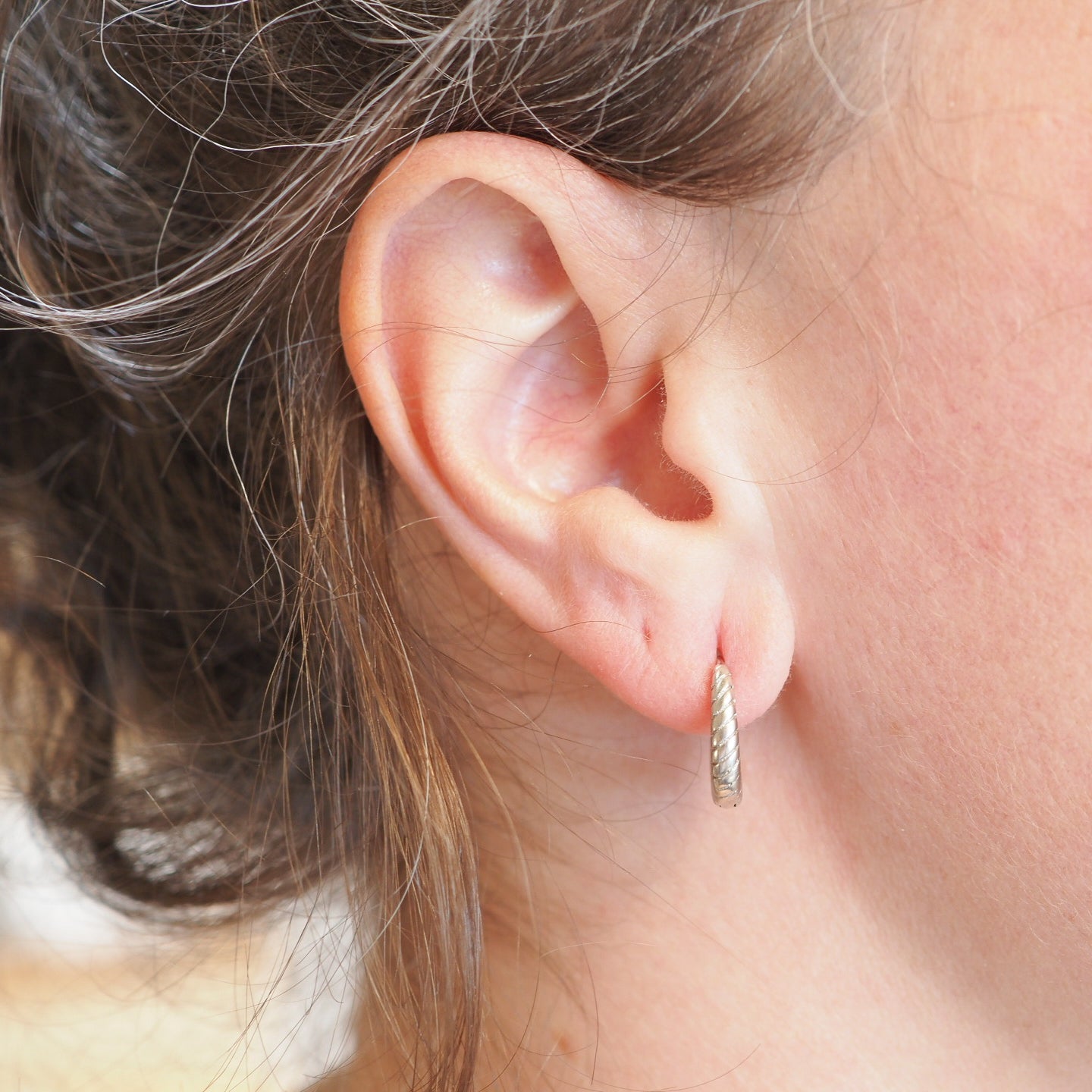 Braided Huggie Hoops - Sterling Silver