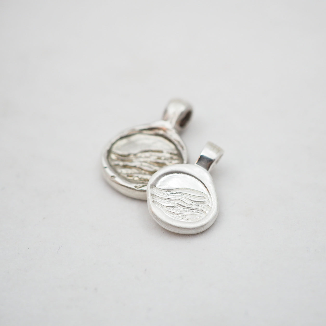 Wave Love Charm Pendant Necklace - Sterling Silver