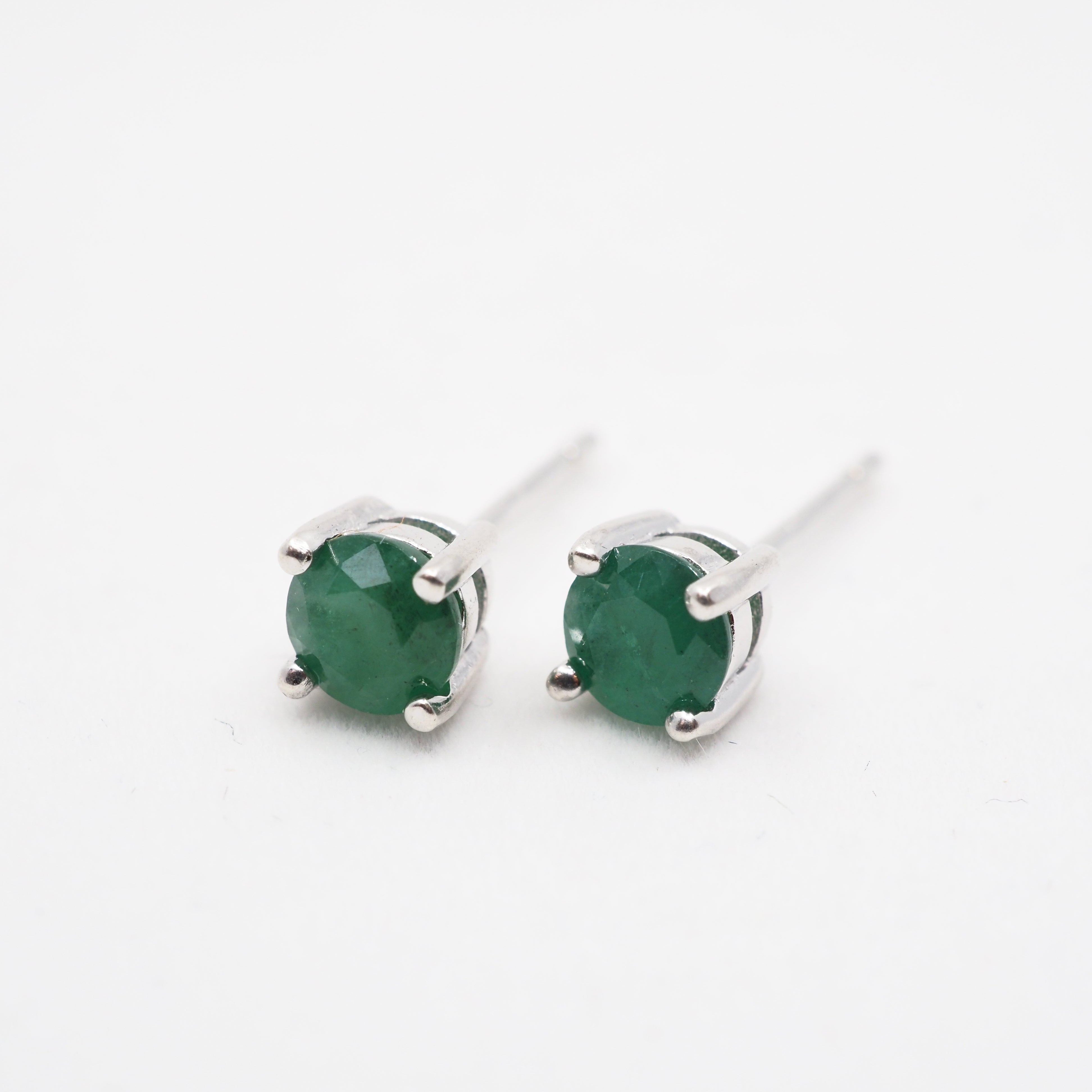 Emerald Round Prong Studs