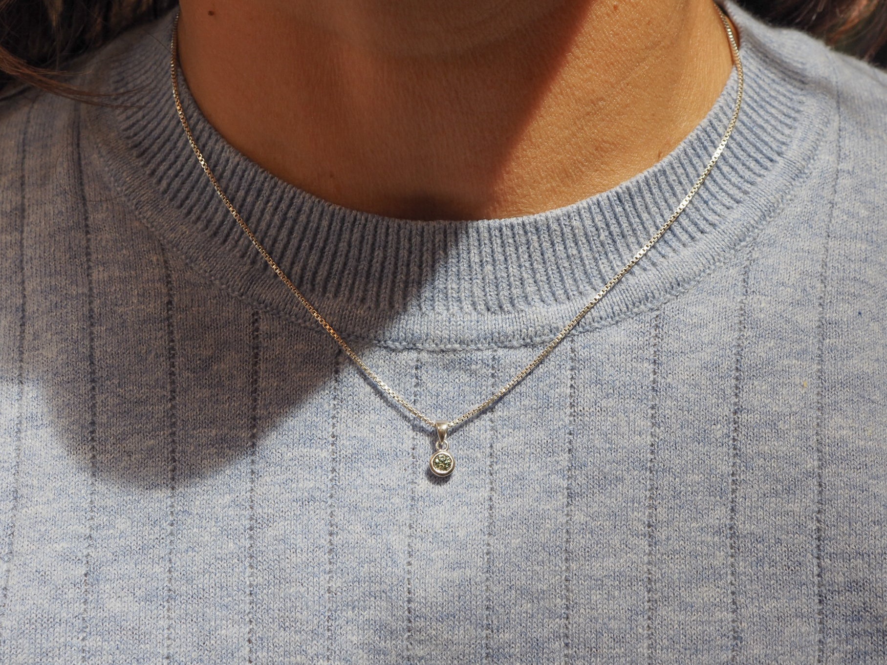 Green Sapphire Round Bezel Necklace