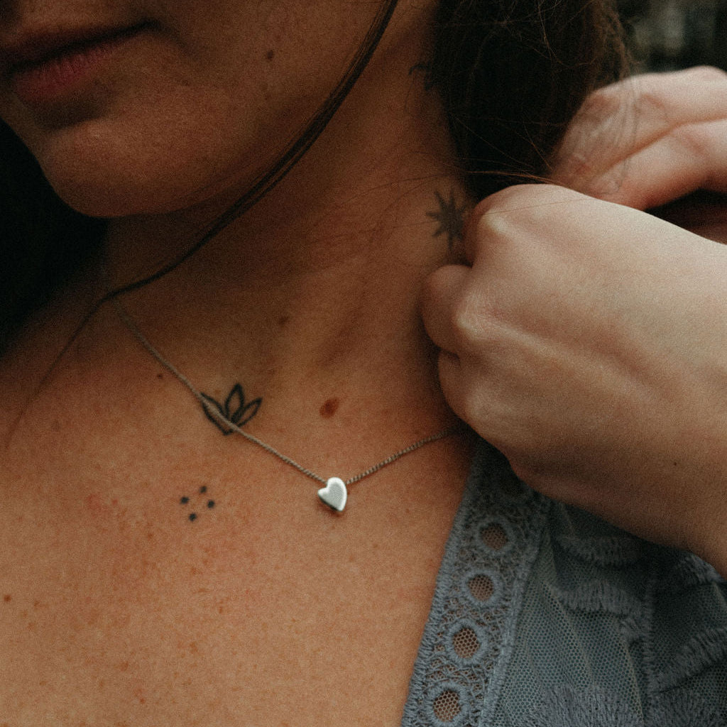 Heart Charm Necklace - Sterling Silver