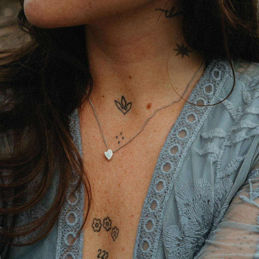Heart Charm Necklace - Sterling Silver