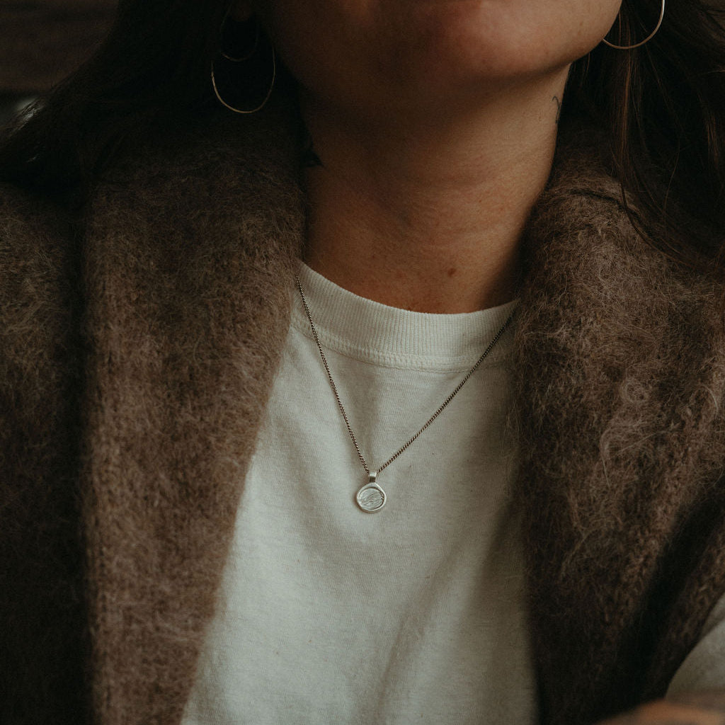 Wave Love Charm Necklace - Sterling Silver