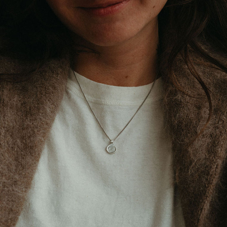 Wave Love Charm Necklace - Sterling Silver