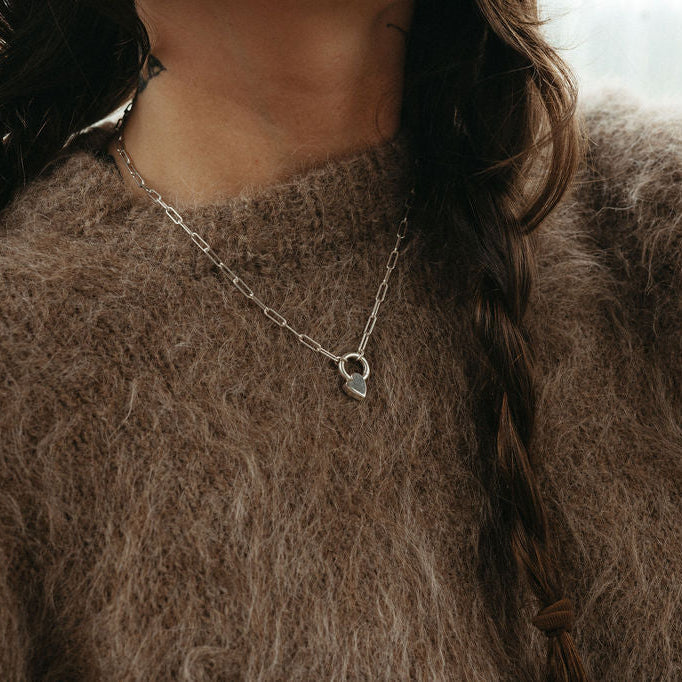 Heart Charm Pendant Necklace - Sterling Silver
