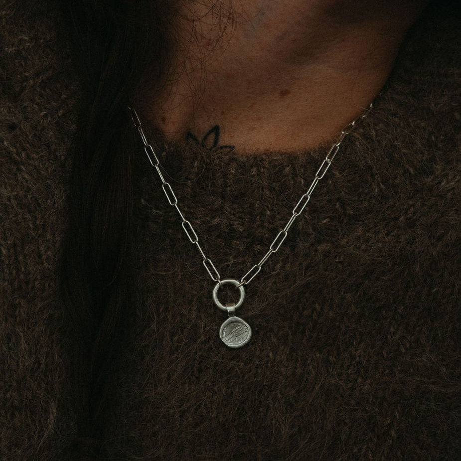 Wave Love Charm Necklace - Sterling Silver