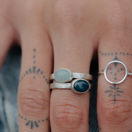 Sterling Silver Oval Aquamarine Ring