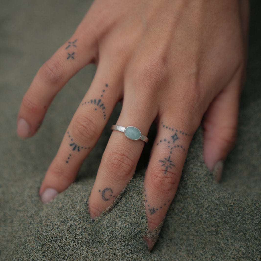Sterling Silver Oval Aquamarine Ring