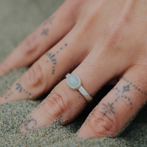 Sterling Silver Oval Aquamarine Ring