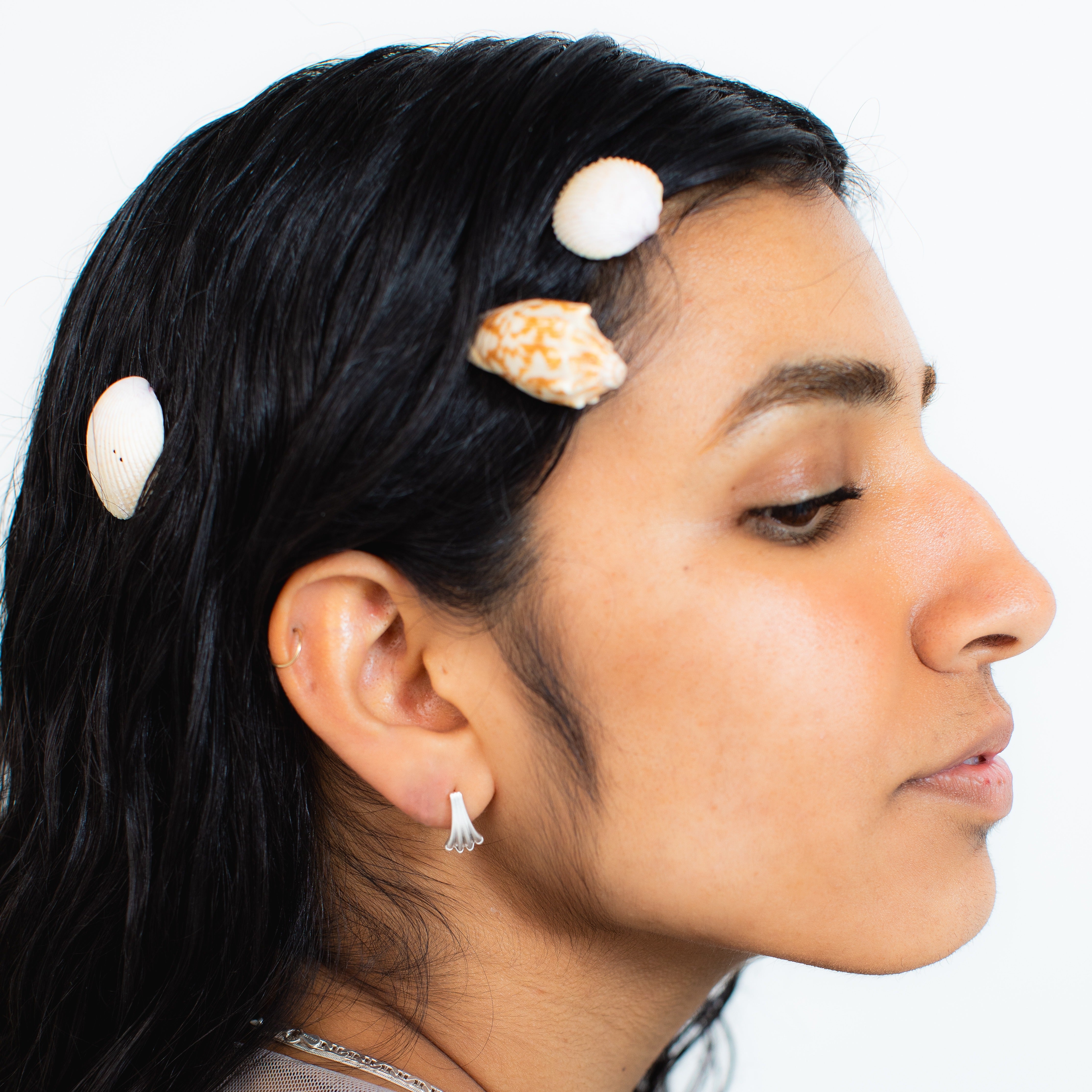 Meridian Huggie Hoops in Sterling Silver