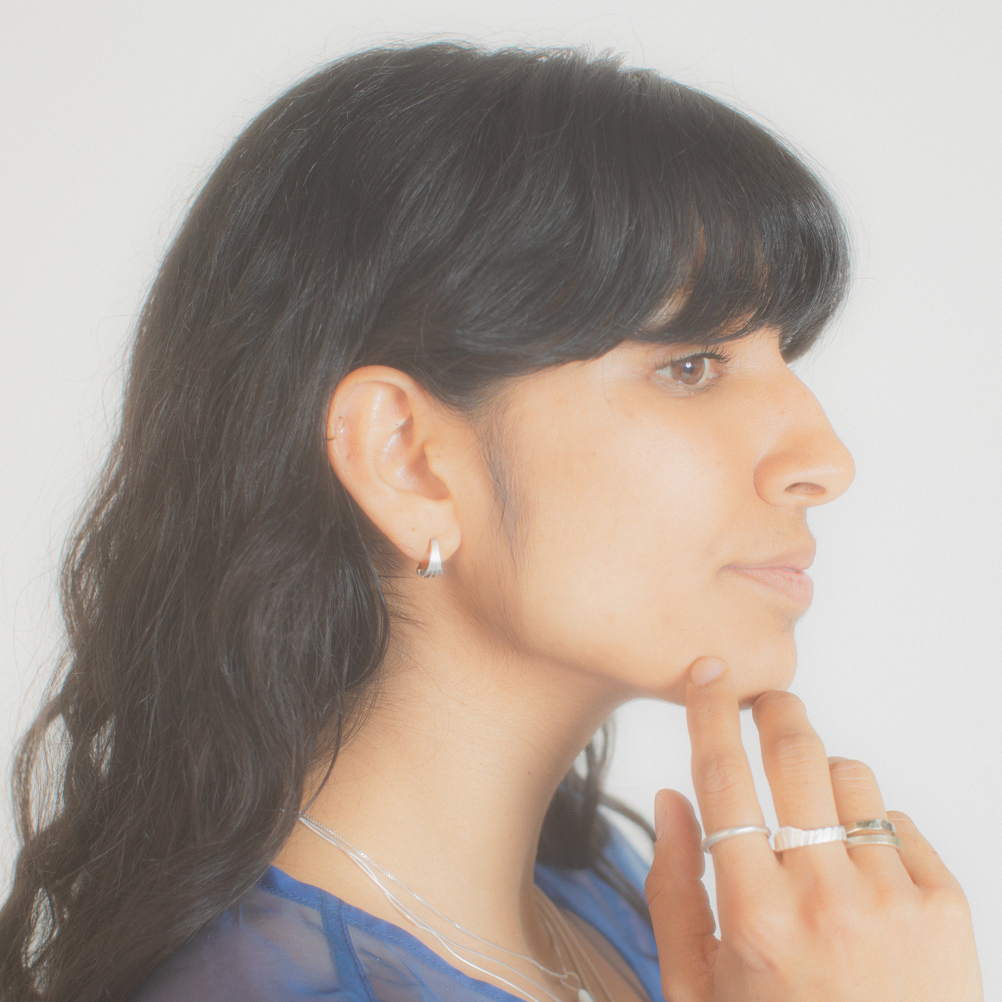 Meridian Huggie Hoops in Sterling Silver