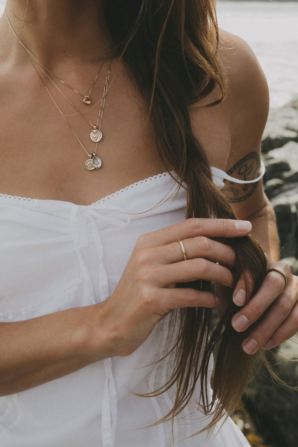 Wave Love Charm Necklace - 10k Gold