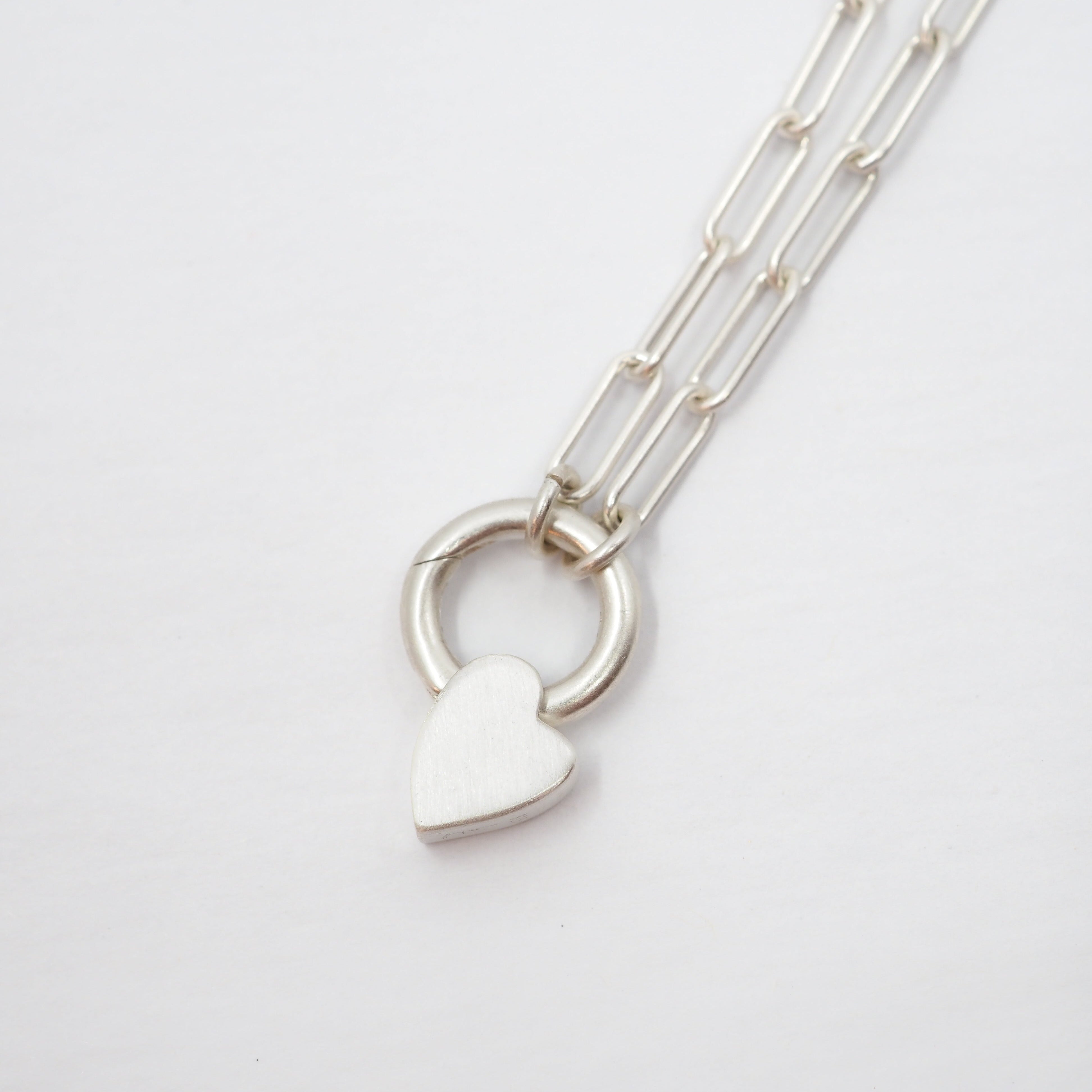 Heart Charm Pendant Necklace - Sterling Silver