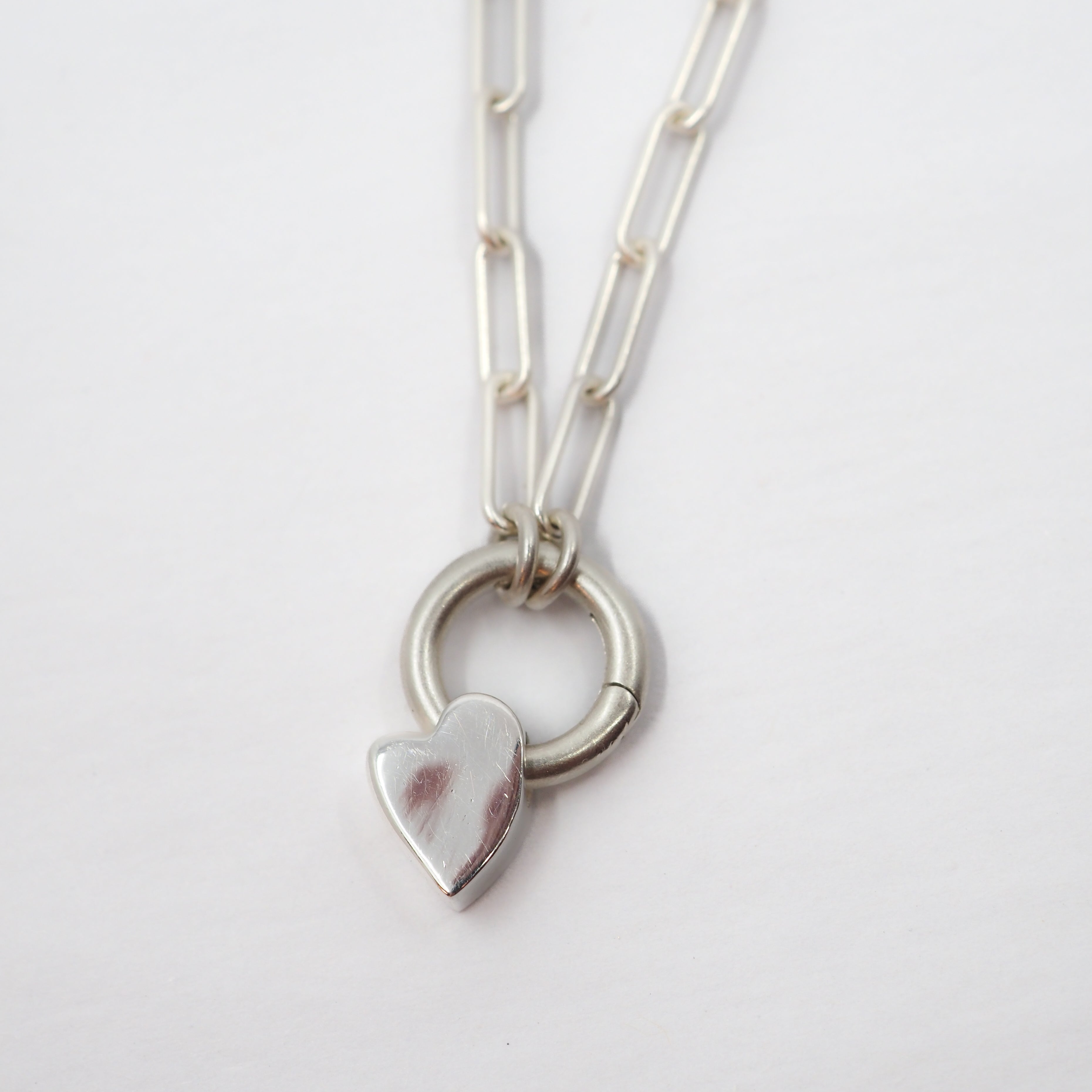 Heart Charm Pendant Necklace - Sterling Silver
